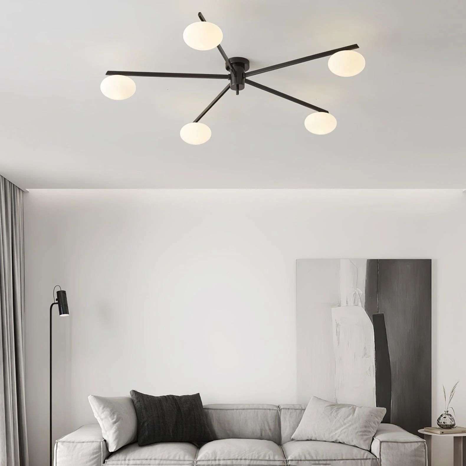 Lustra Ceiling Lamp Black White Glass - Image 40