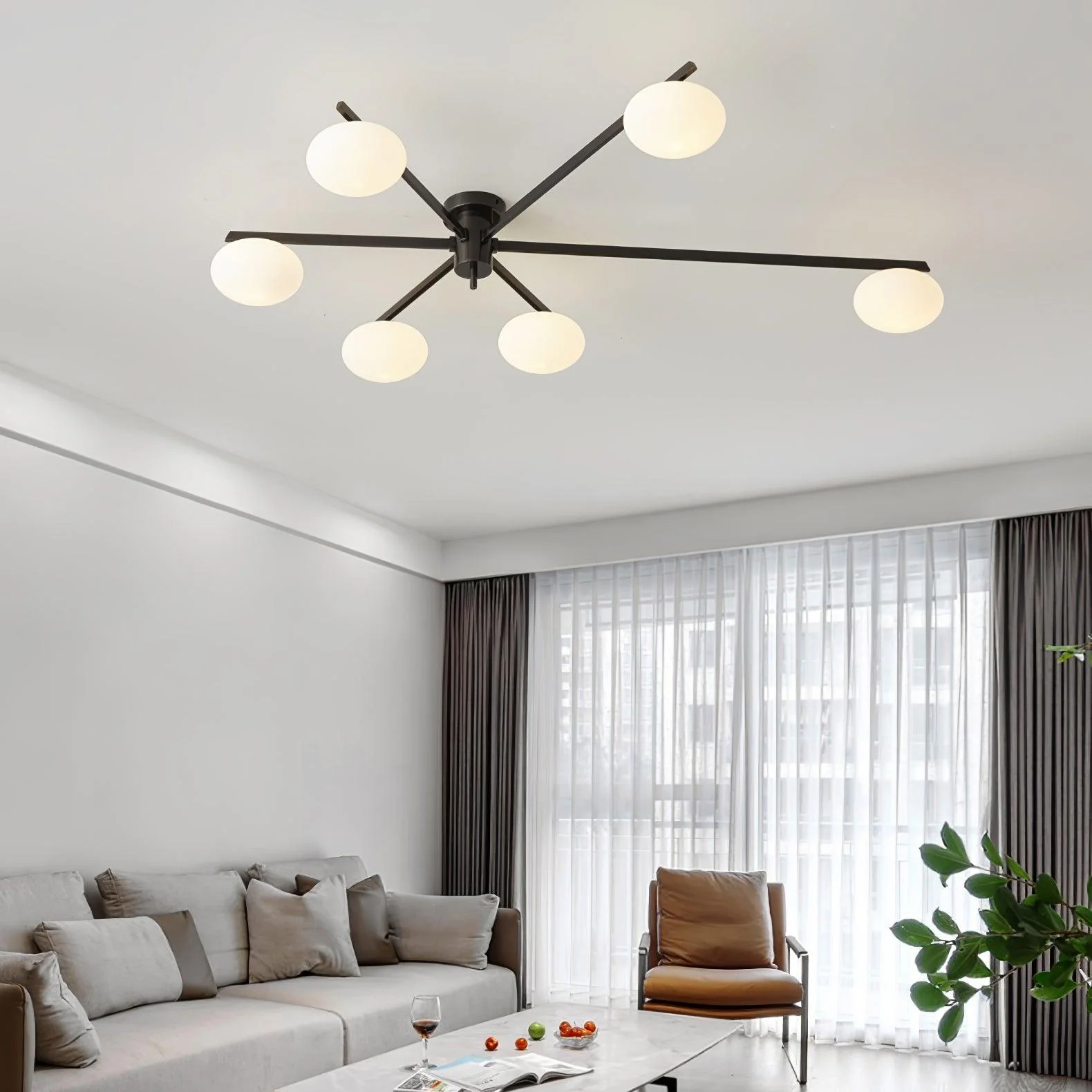 Lustra Ceiling Lamp Black White Glass - Image 46