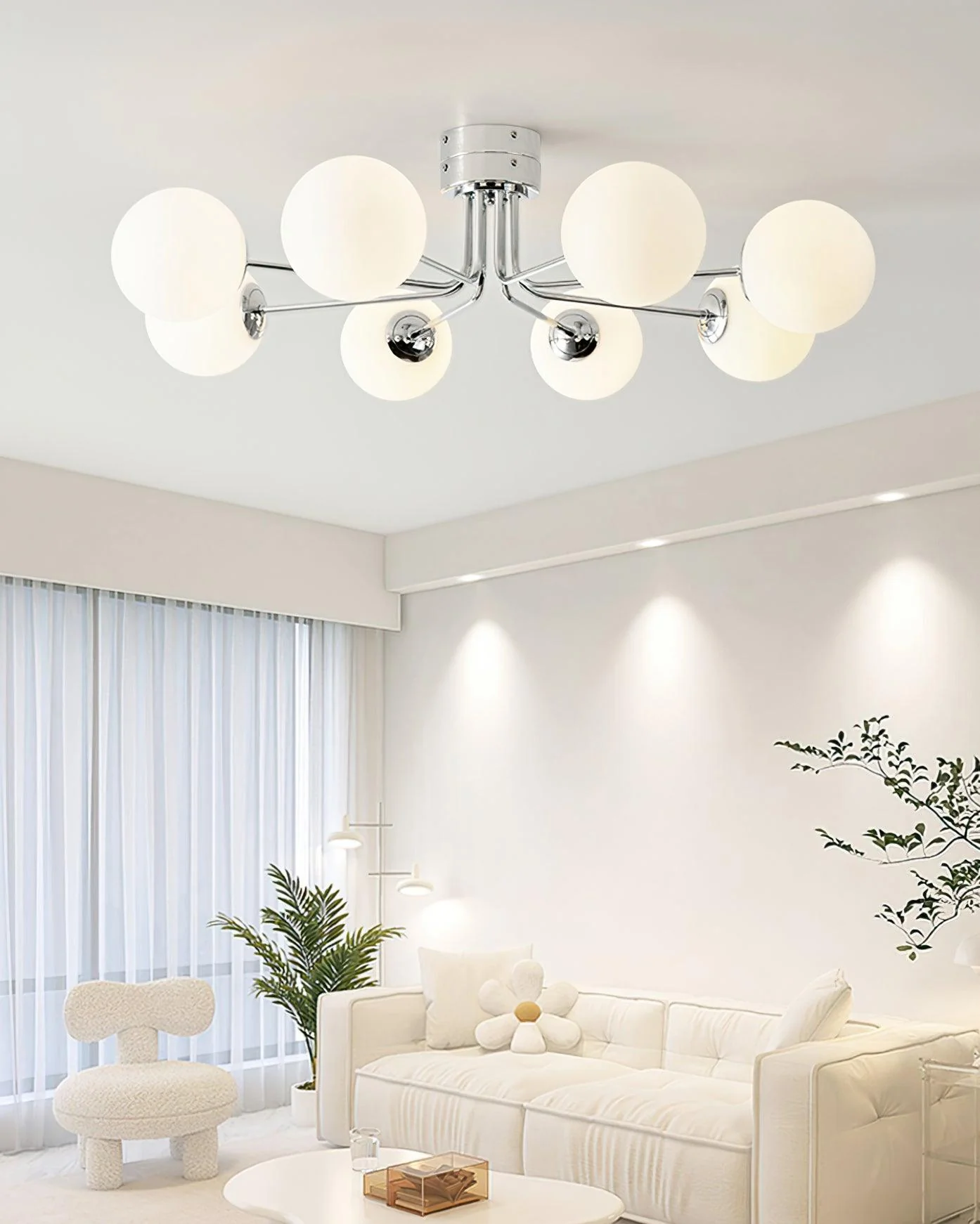 Lustra Ceiling Lamp Gold White Globe - Image 10