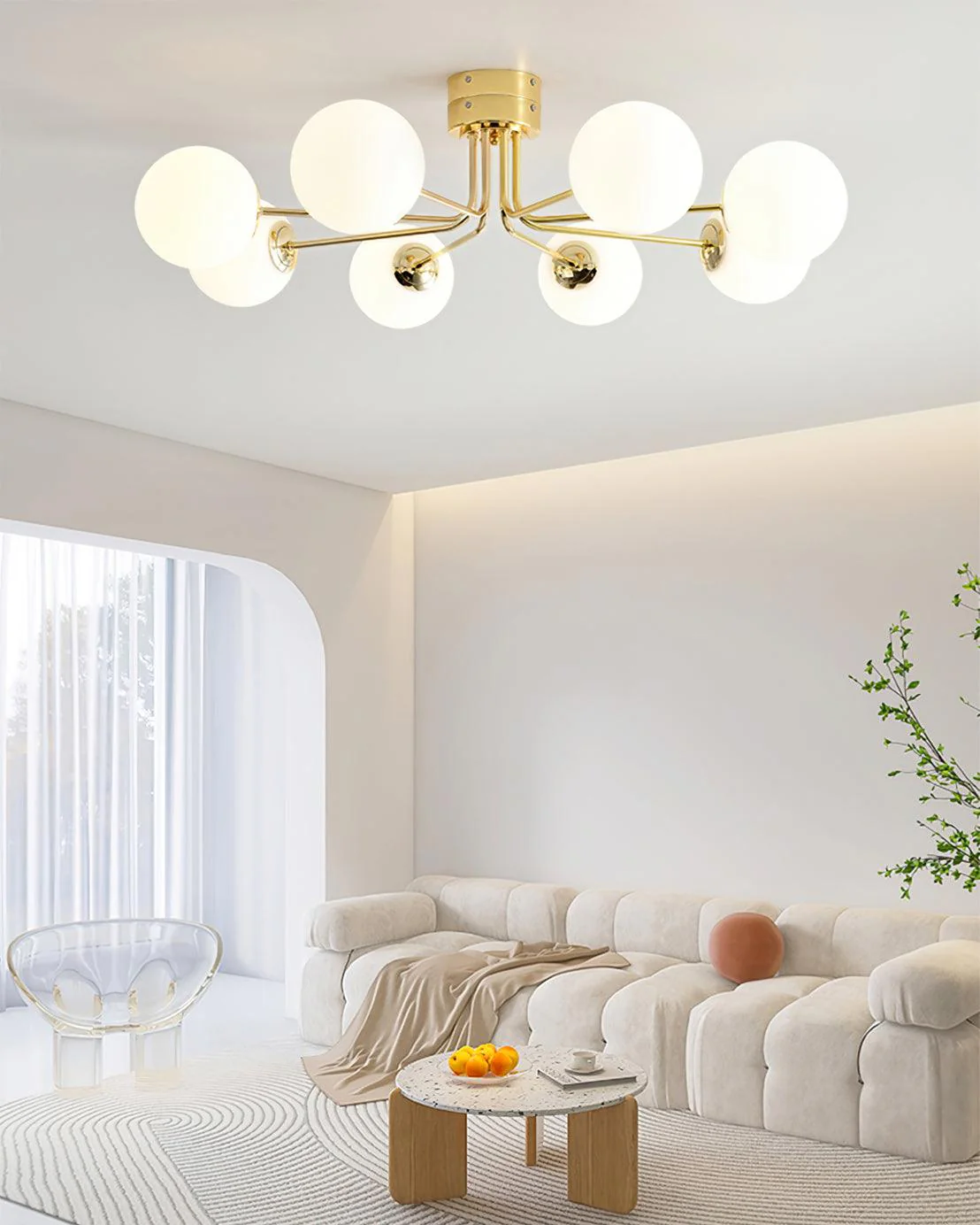 Lustra Ceiling Lamp Gold White Globe - Image 12