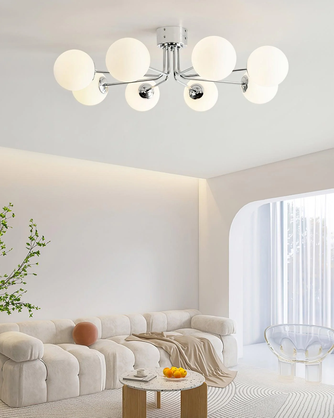 Lustra Ceiling Lamp Gold White Globe - Image 13