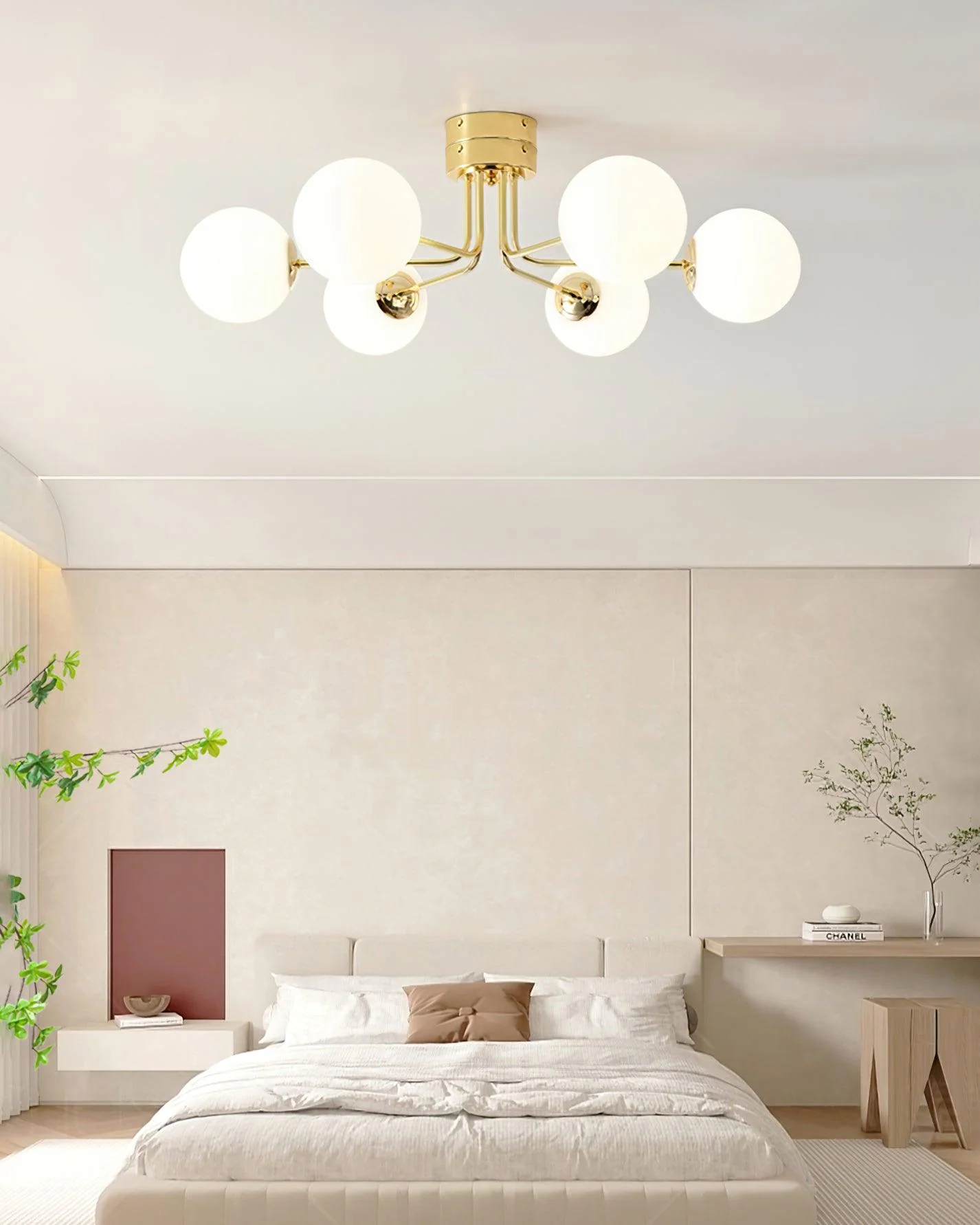 Lustra Ceiling Lamp Gold White Globe - Image 14