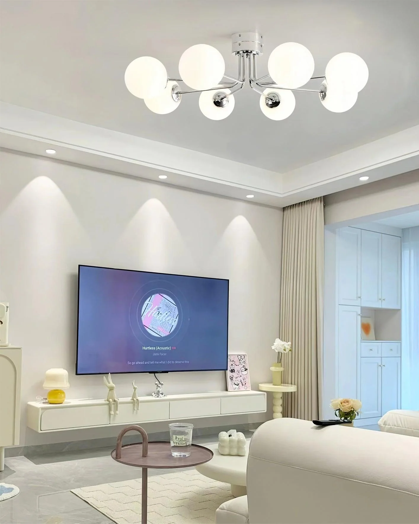 Lustra Ceiling Lamp Gold White Globe - Image 15