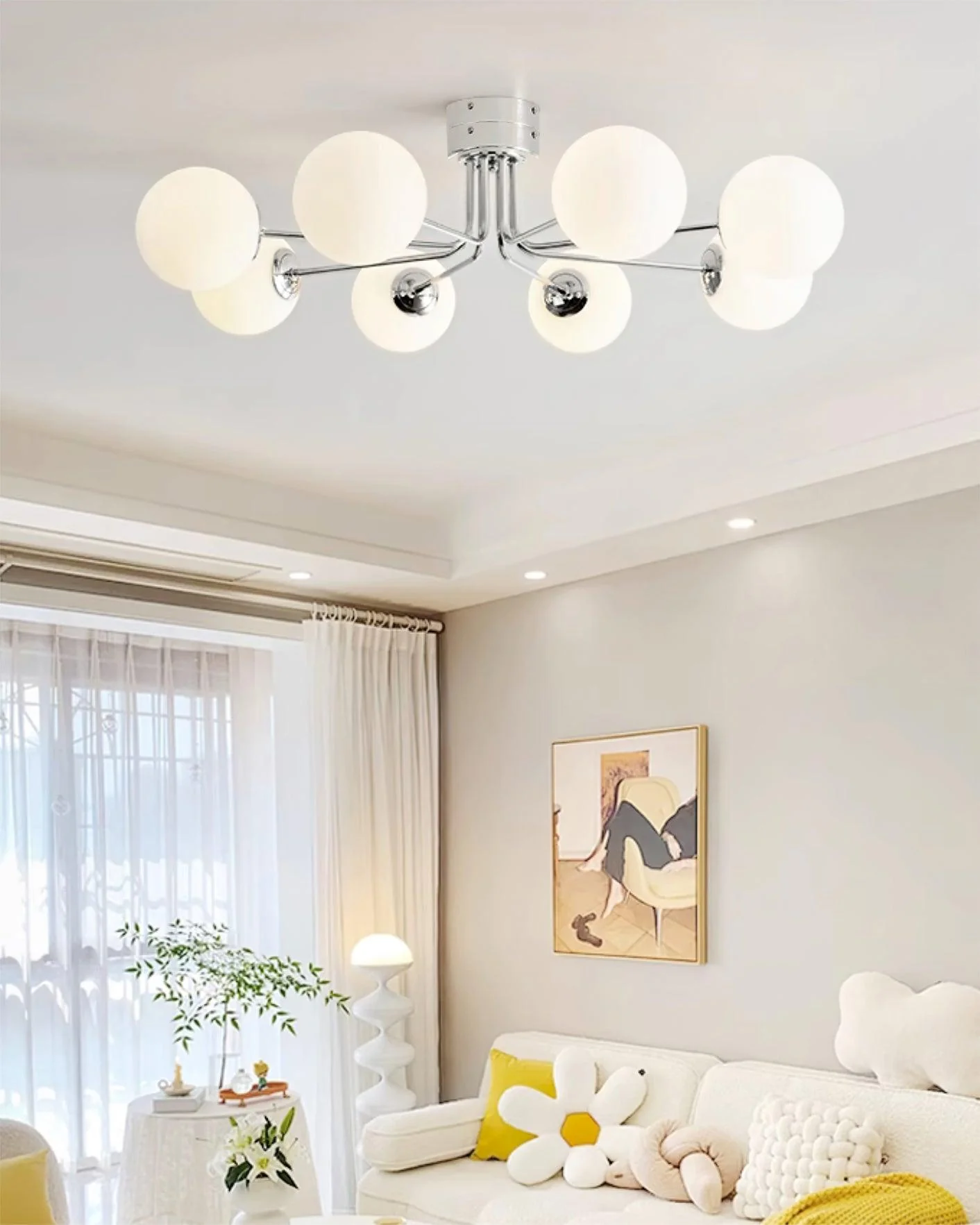 Lustra Ceiling Lamp Gold White Globe - Image 4