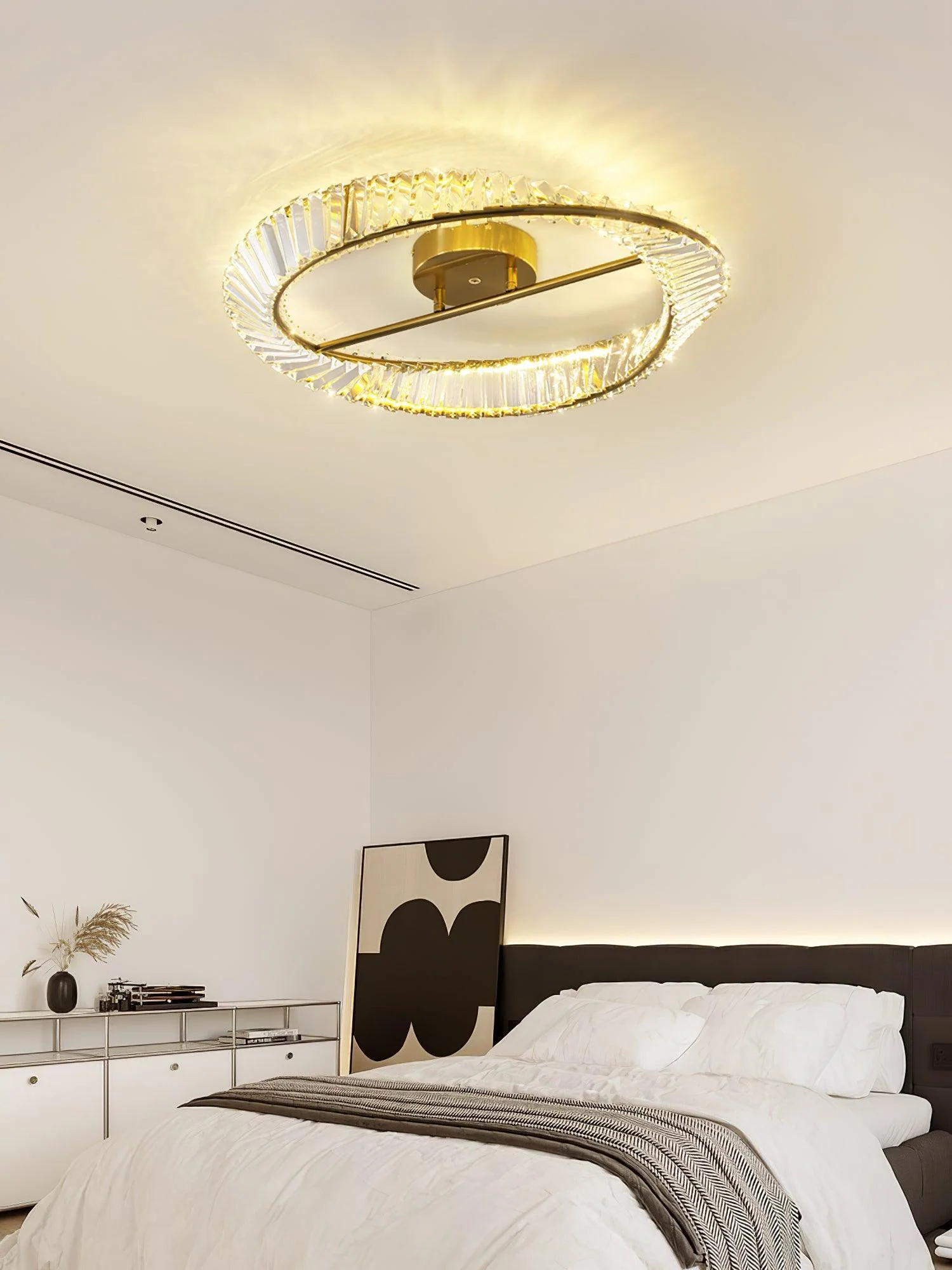 Lustra Ceiling Light Crystal Rings Stainless Steel - Image 11