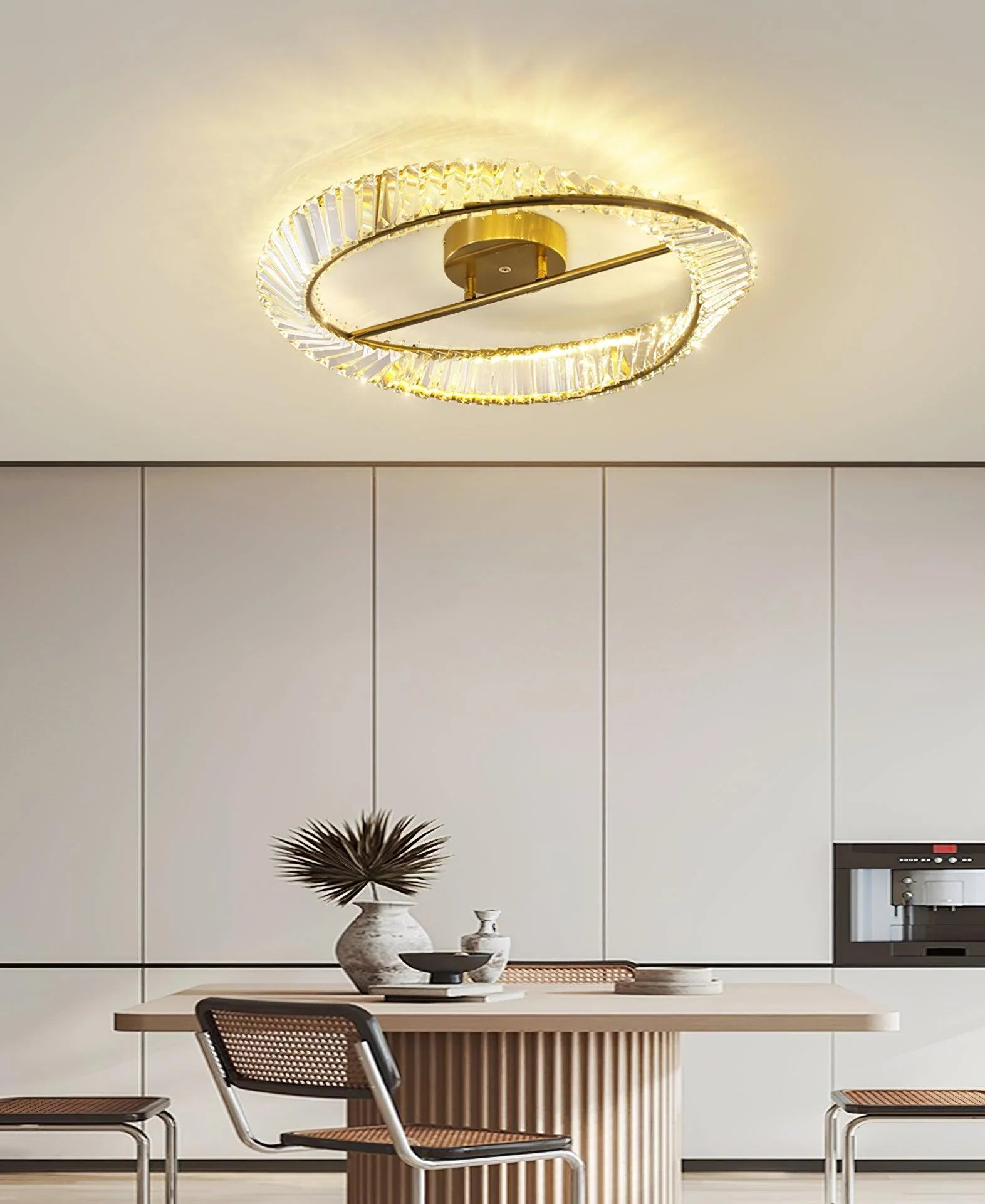 Lustra Ceiling Light Crystal Rings Stainless Steel - Image 12