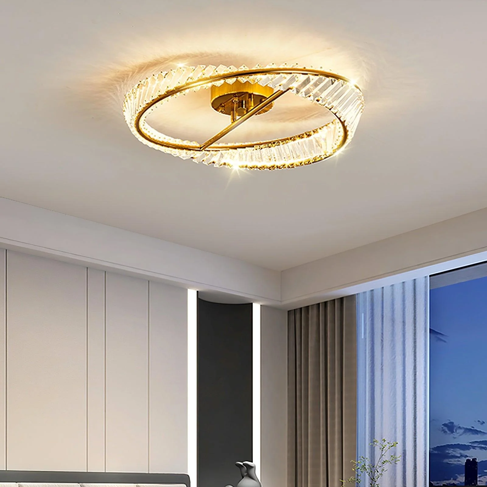 Lustra Ceiling Light Crystal Rings Stainless Steel - Image 16