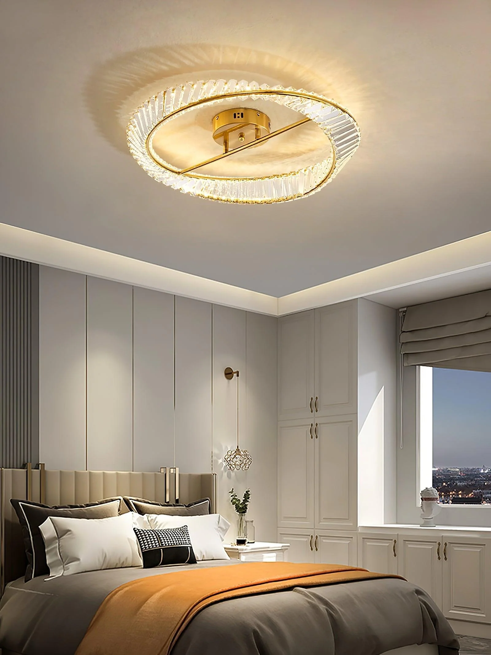 Lustra Ceiling Light Crystal Rings Stainless Steel - Image 21