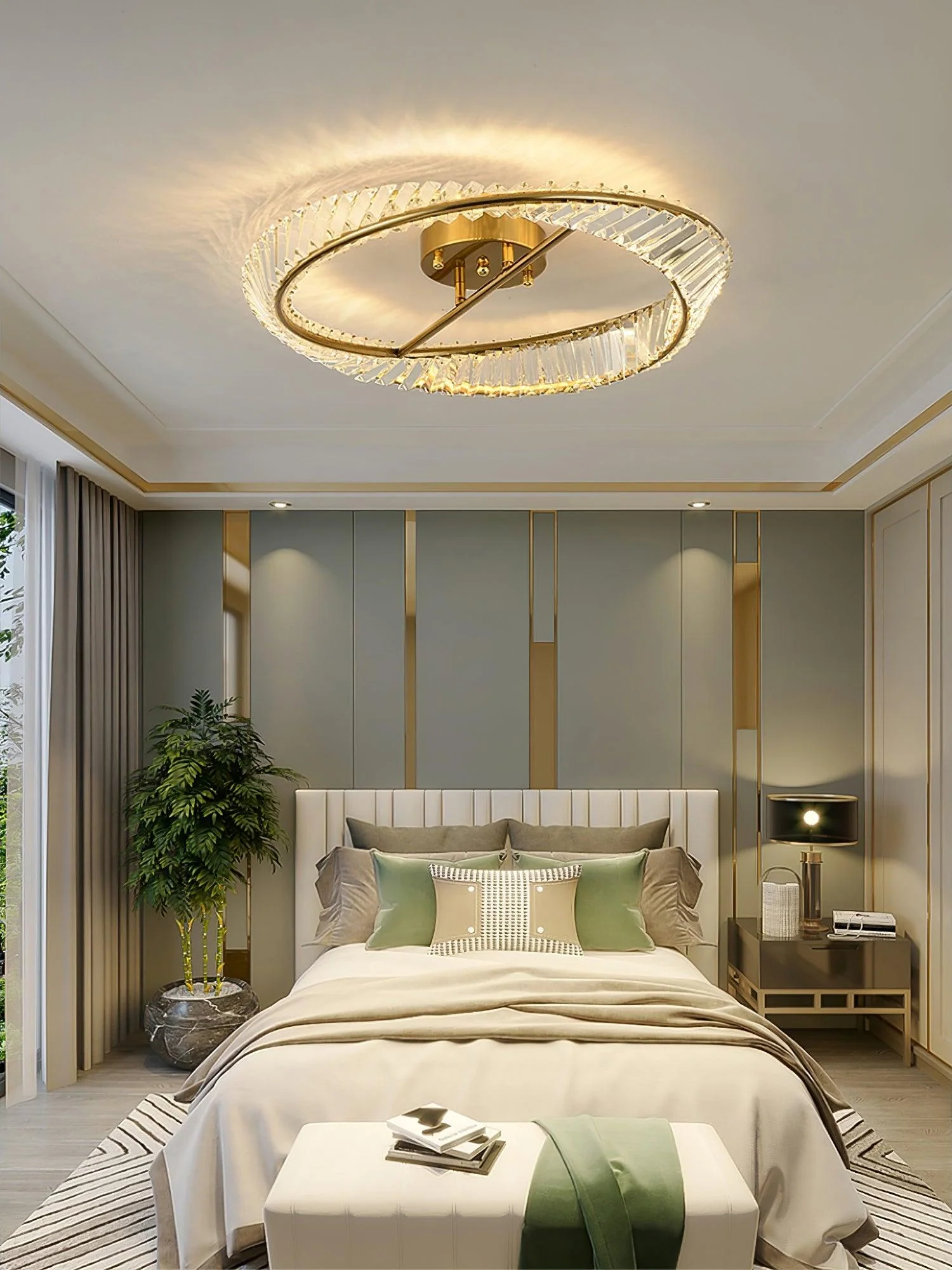 Lustra Ceiling Light Crystal Rings Stainless Steel - Image 24