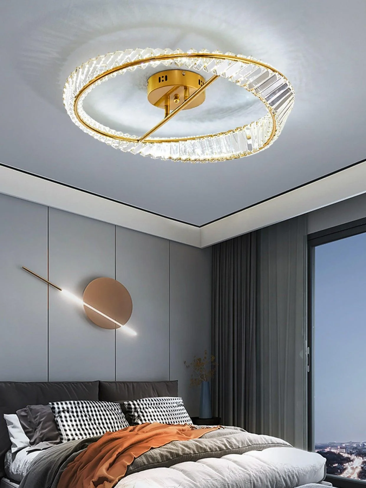 Lustra Ceiling Light Crystal Rings Stainless Steel - Image 25