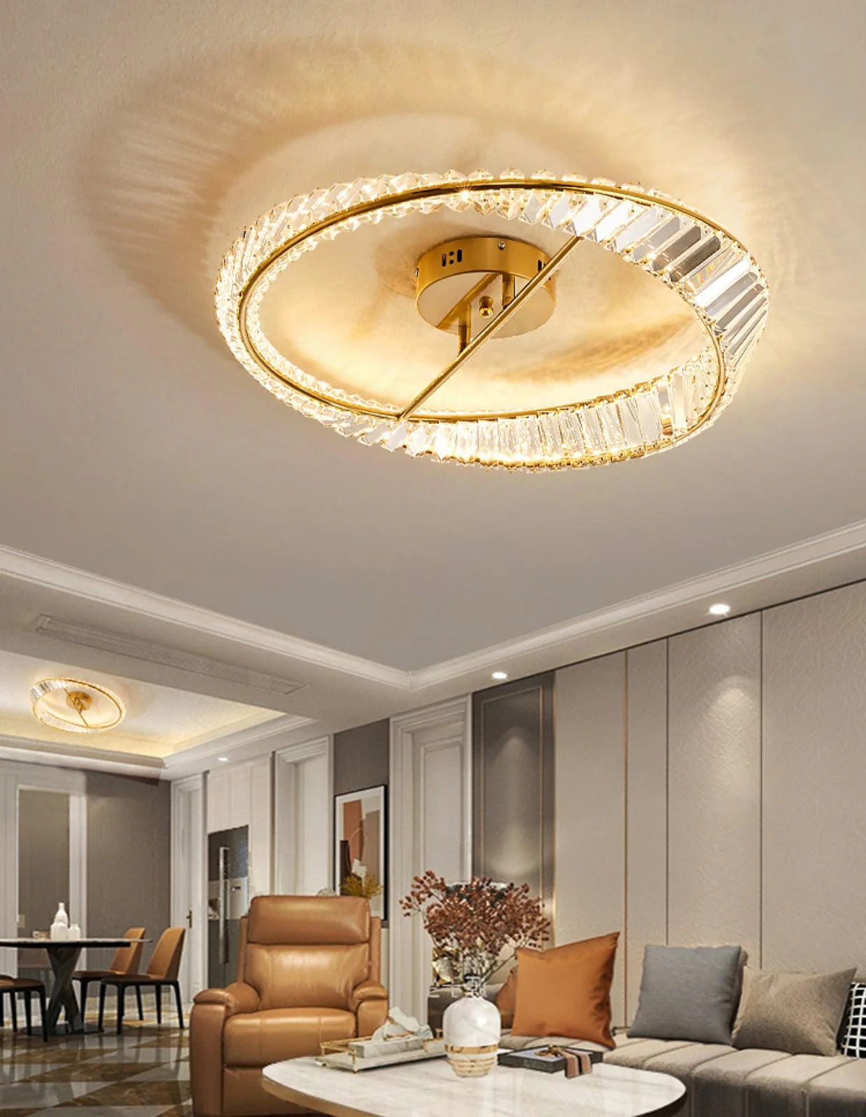 Lustra Ceiling Light Crystal Rings Stainless Steel - Image 27