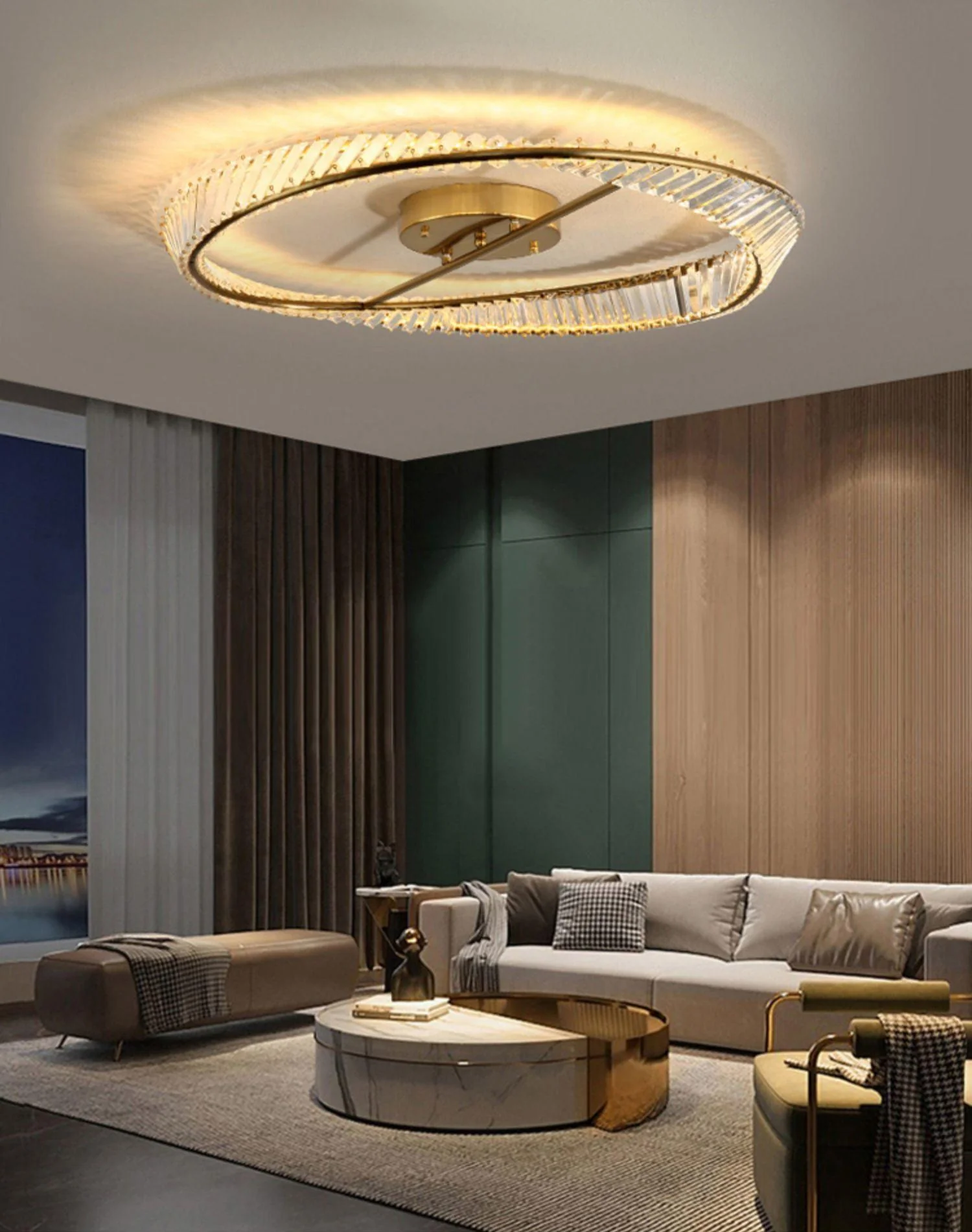Lustra Ceiling Light Crystal Rings Stainless Steel - Image 29