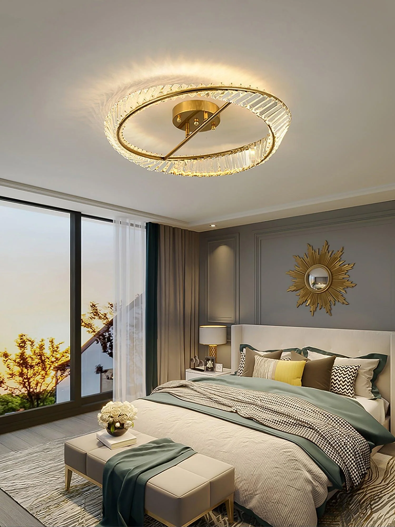 Lustra Ceiling Light Crystal Rings Stainless Steel - Image 3