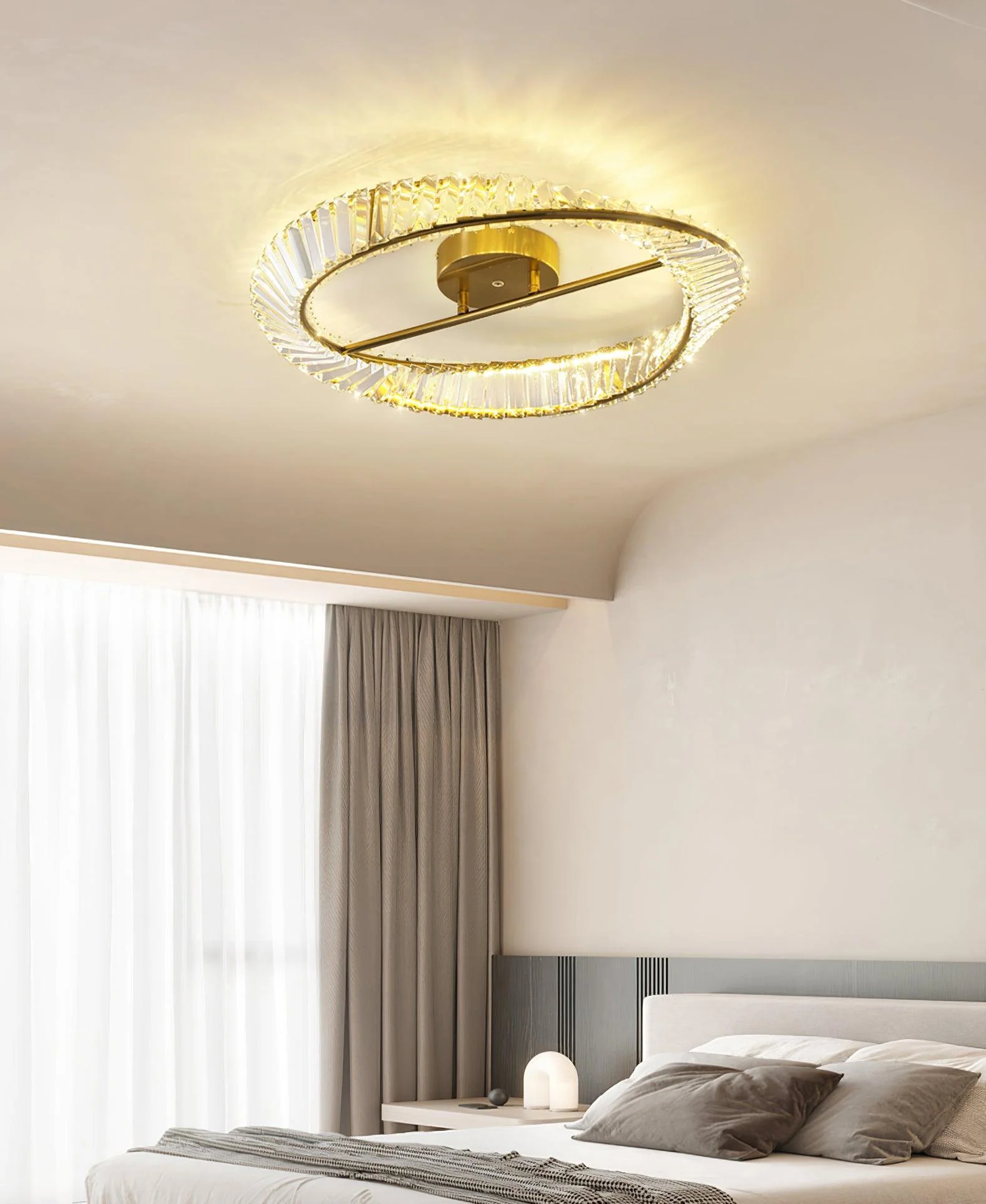 Lustra Ceiling Light Crystal Rings Stainless Steel - Image 30