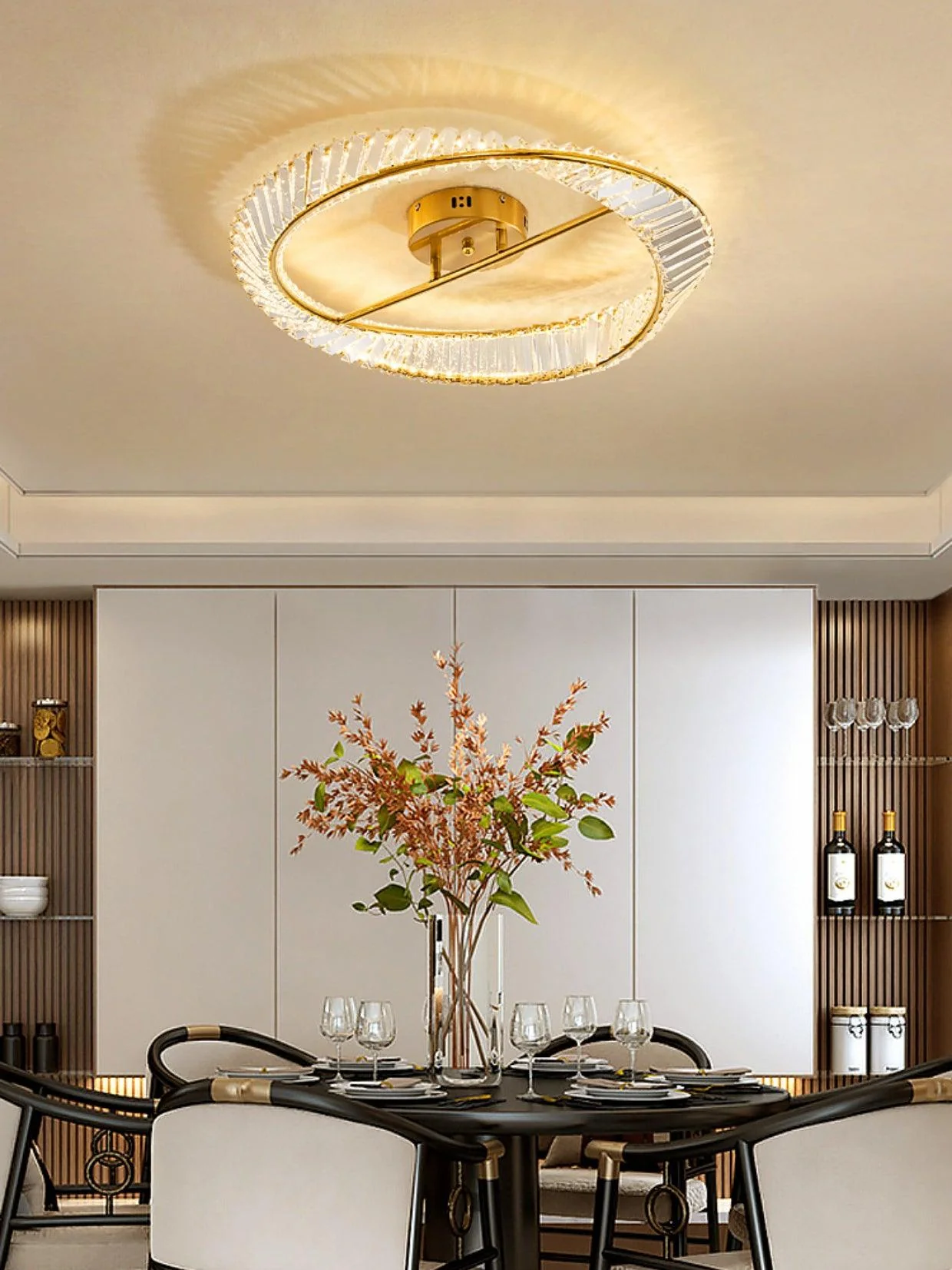 Lustra Ceiling Light Crystal Rings Stainless Steel - Image 5