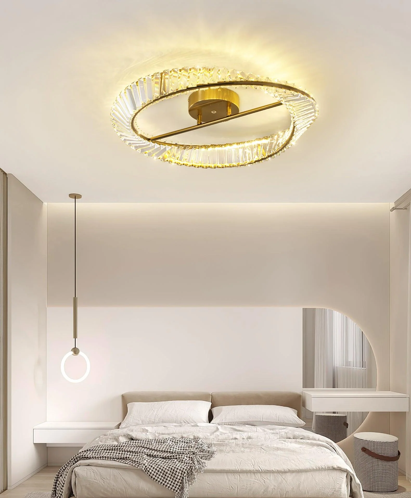 Lustra Ceiling Light Crystal Rings Stainless Steel - Image 6