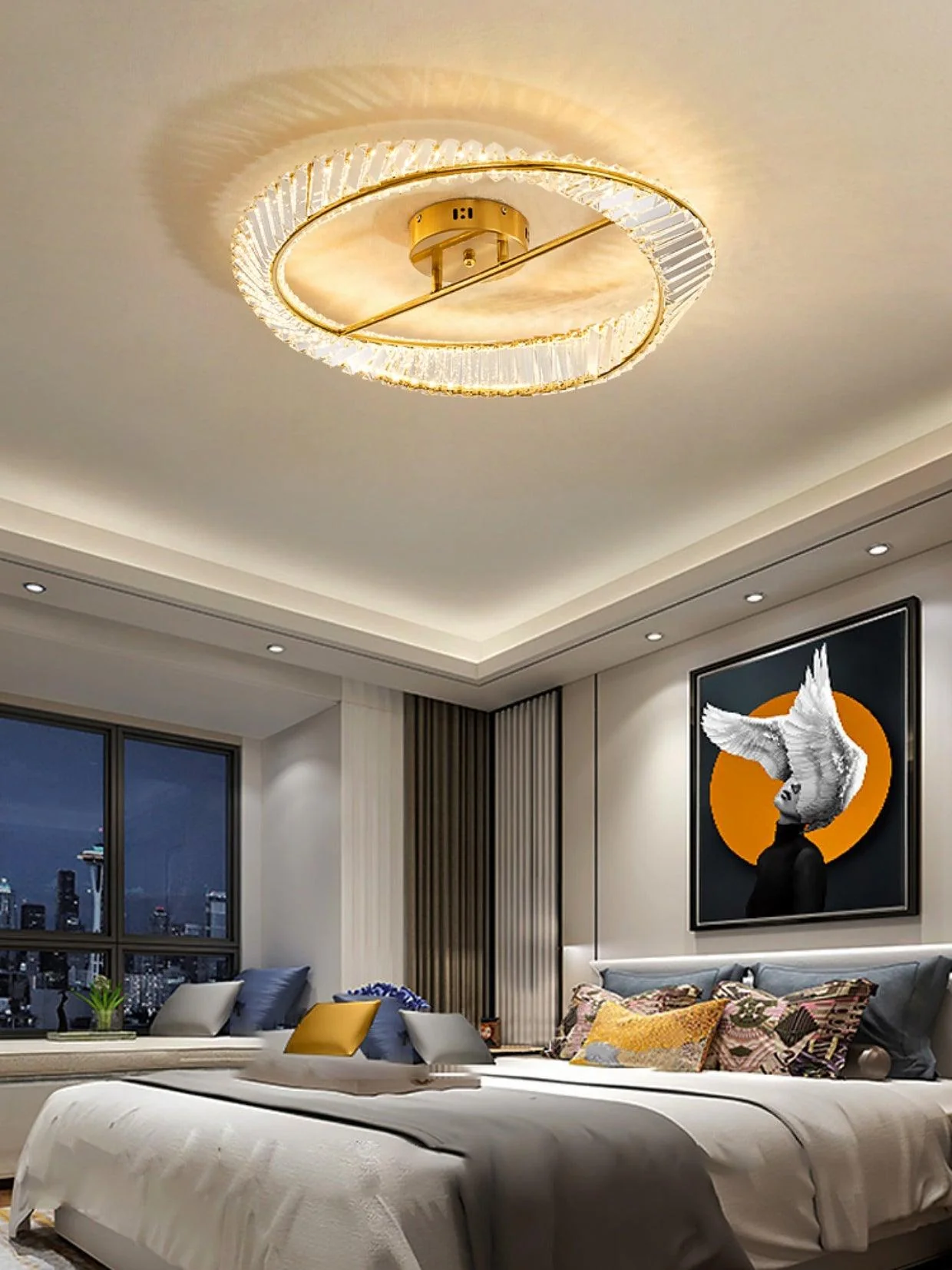 Lustra Ceiling Light Crystal Rings Stainless Steel - Image 8