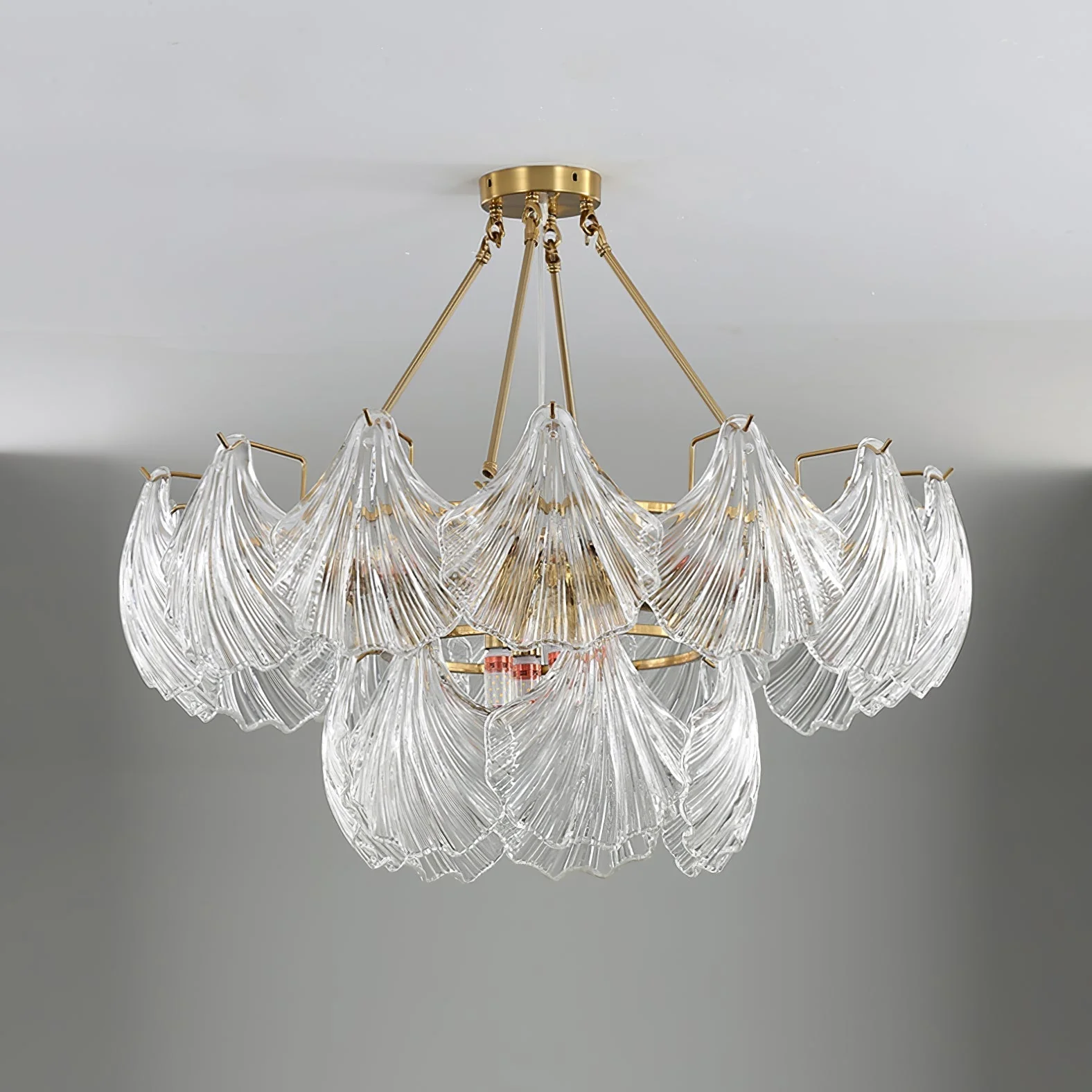 Lustra Ceiling Light Ribbed Shell Glass Gold - Image 19
