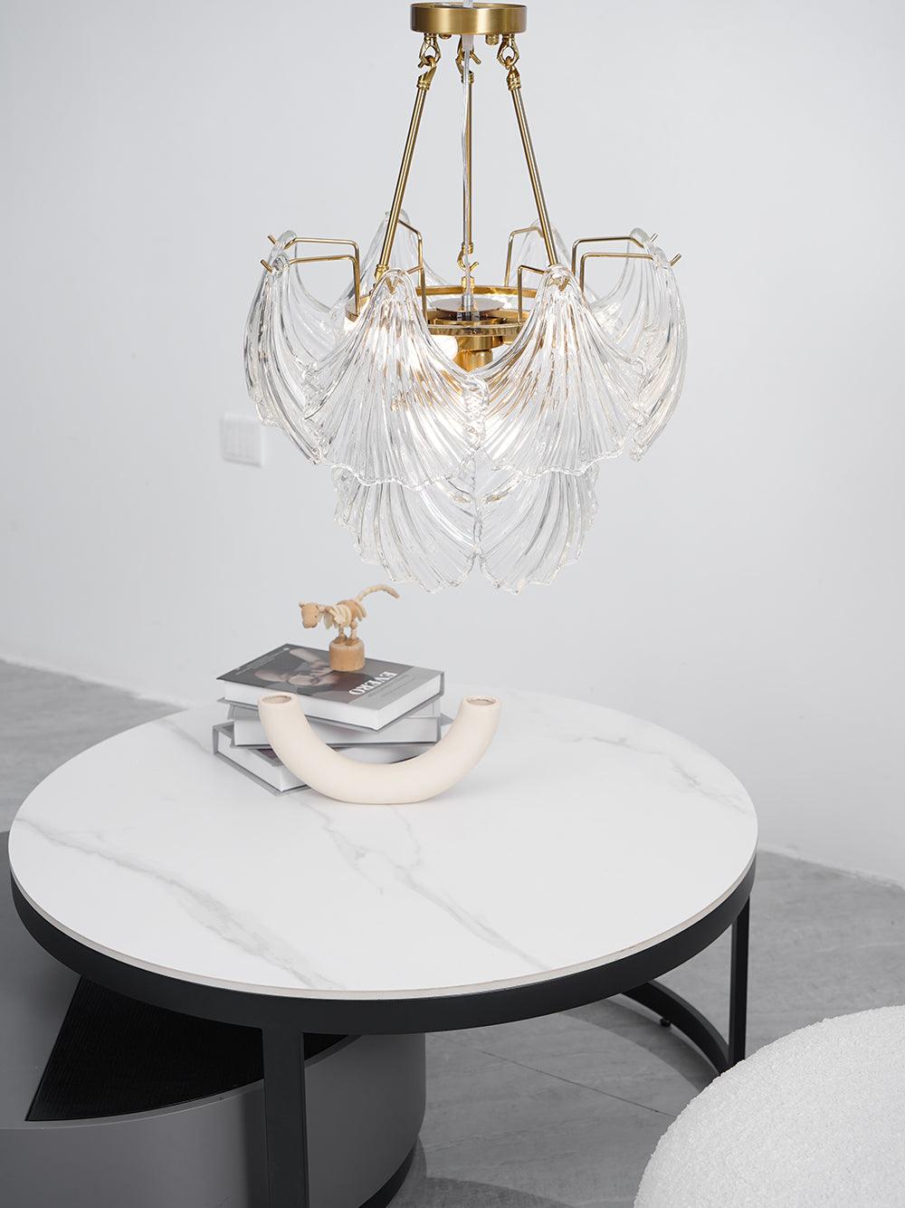 Lustra Ceiling Light Ribbed Shell Glass Gold - Image 32