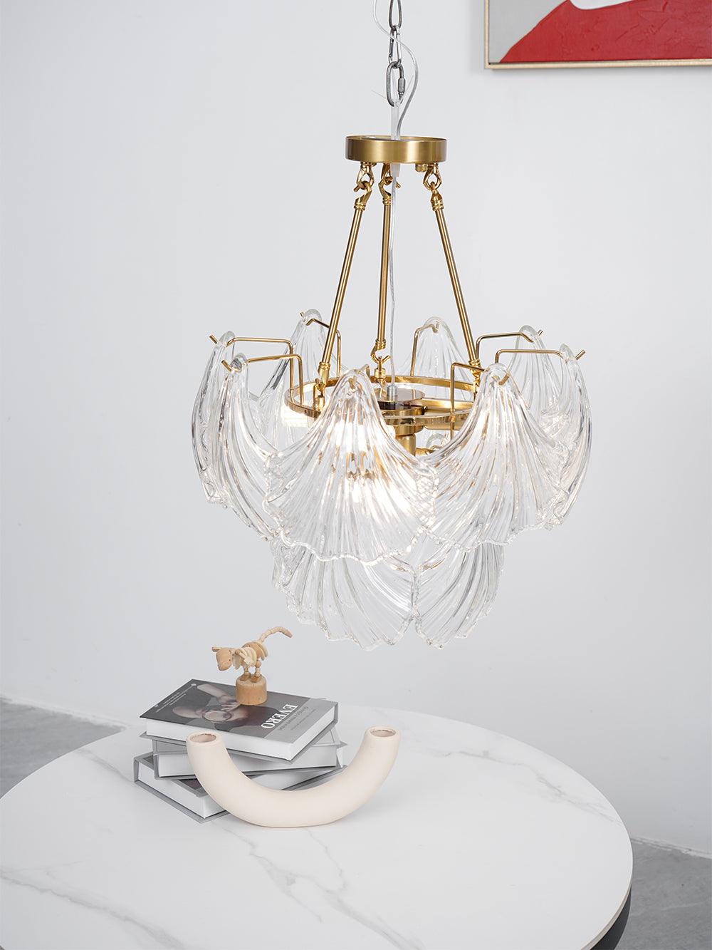 Lustra Ceiling Light Ribbed Shell Glass Gold - Image 33