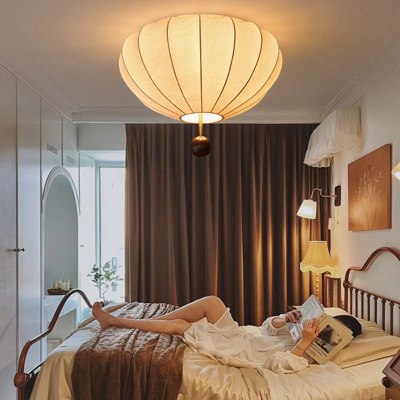 Lustra Ceiling Light Wood Fabric Lantern - Image 10