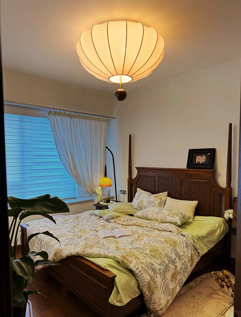 Lustra Ceiling Light Wood Fabric Lantern - Image 14