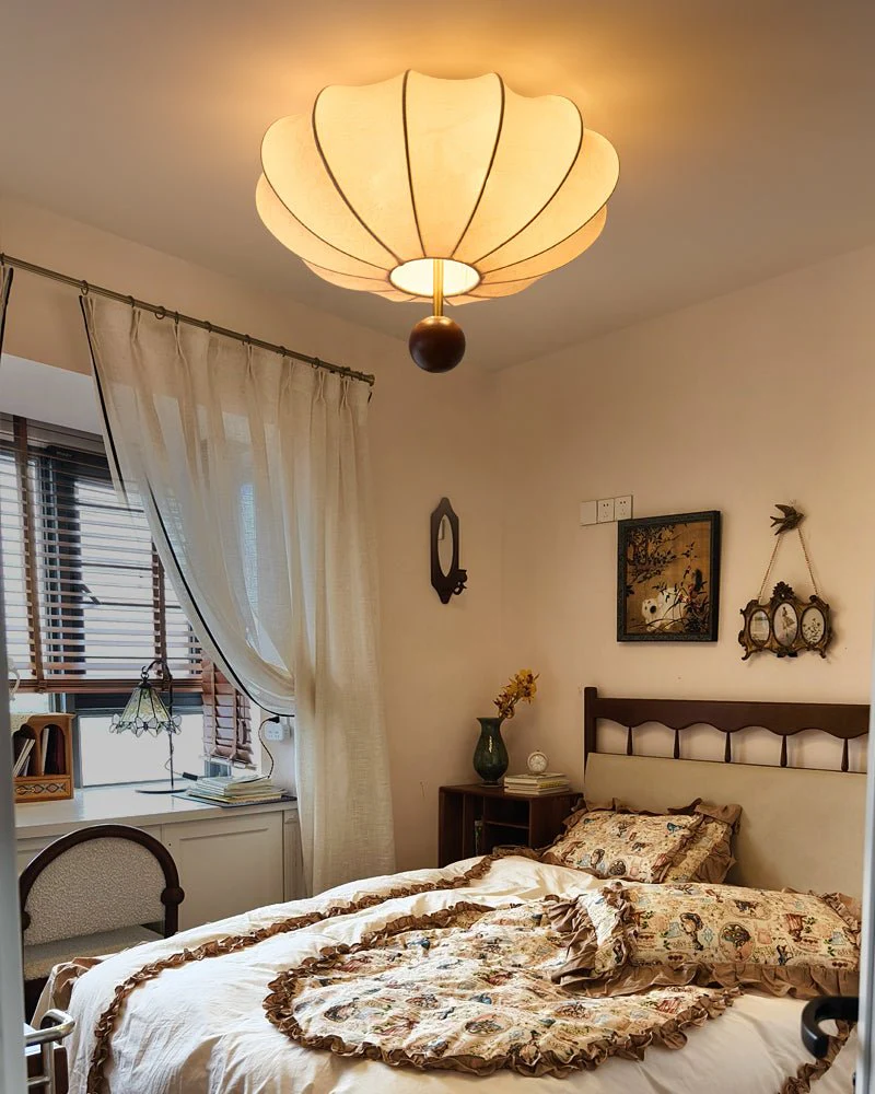 Lustra Ceiling Light Wood Fabric Lantern - Image 16