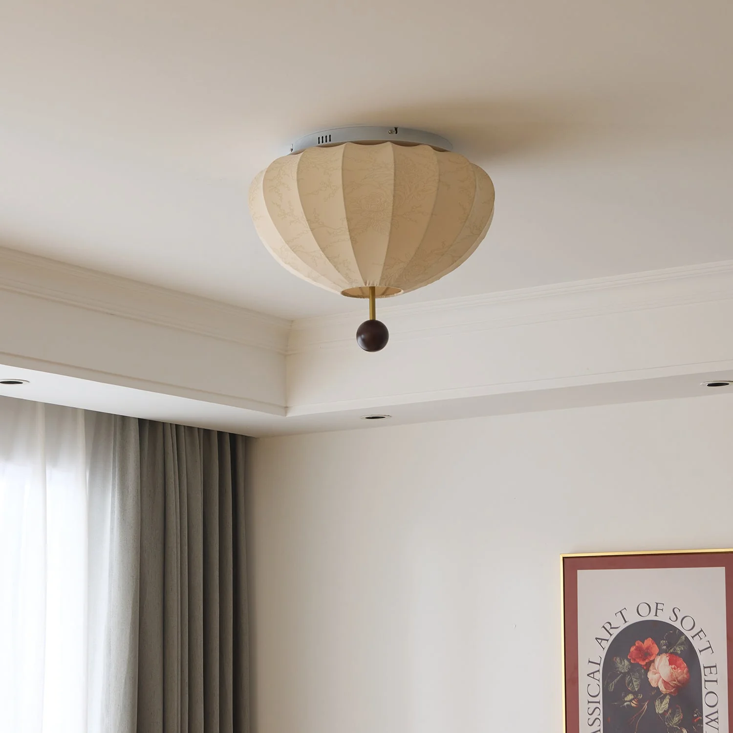 Lustra Ceiling Light Wood Fabric Lantern - Image 20