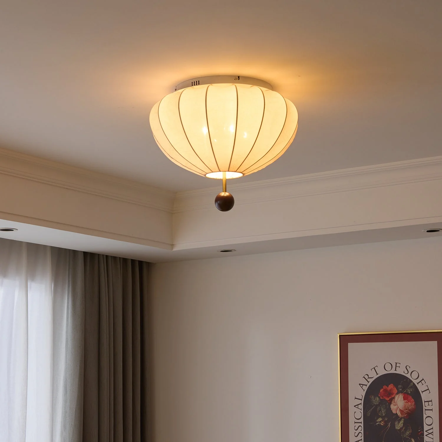 Lustra Ceiling Light Wood Fabric Lantern - Image 21