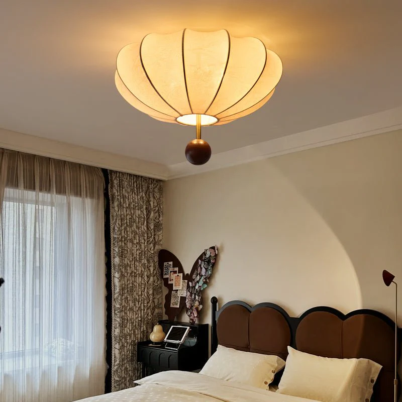 Lustra Ceiling Light Wood Fabric Lantern - Image 4