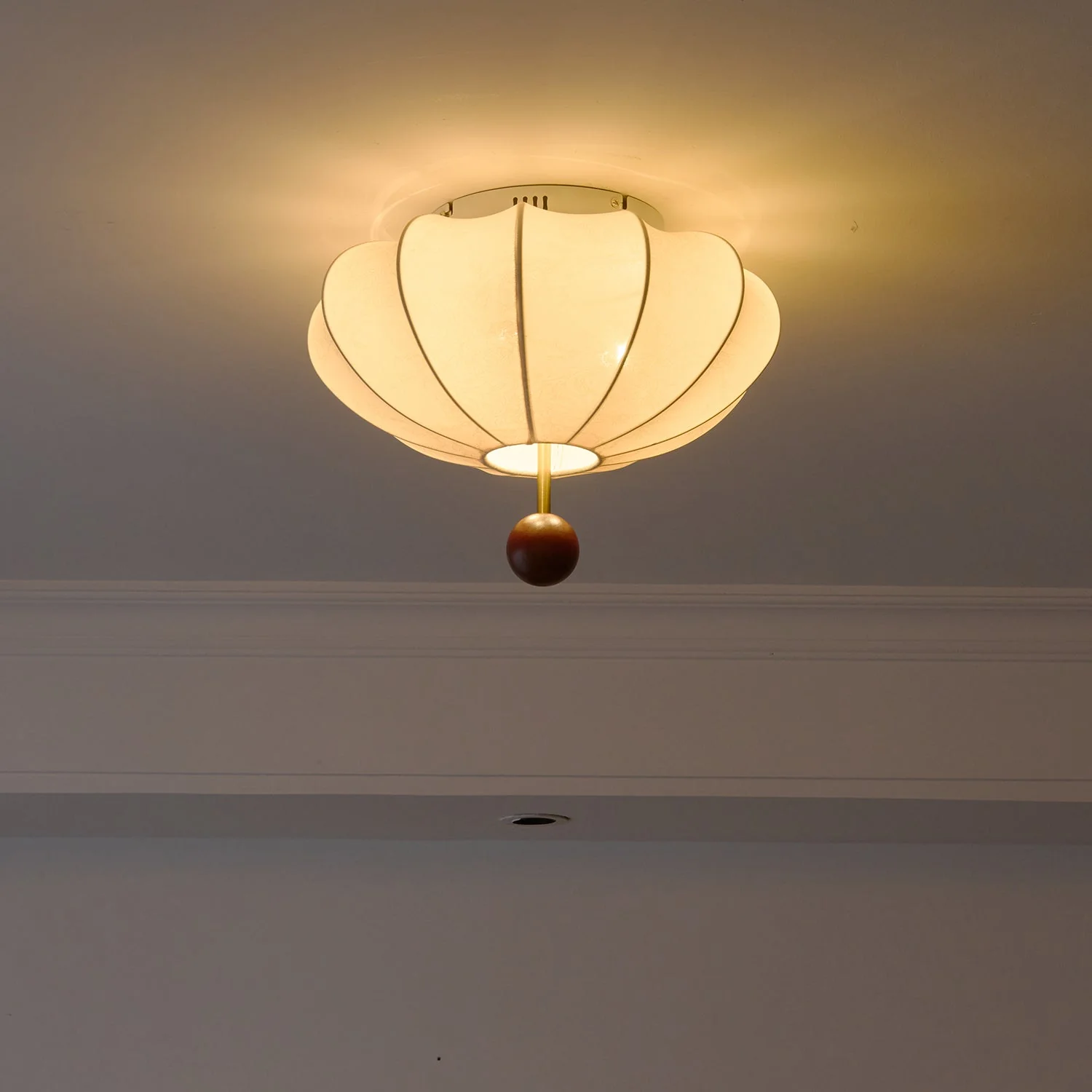 Lustra Ceiling Light Wood Fabric Lantern - Image 5