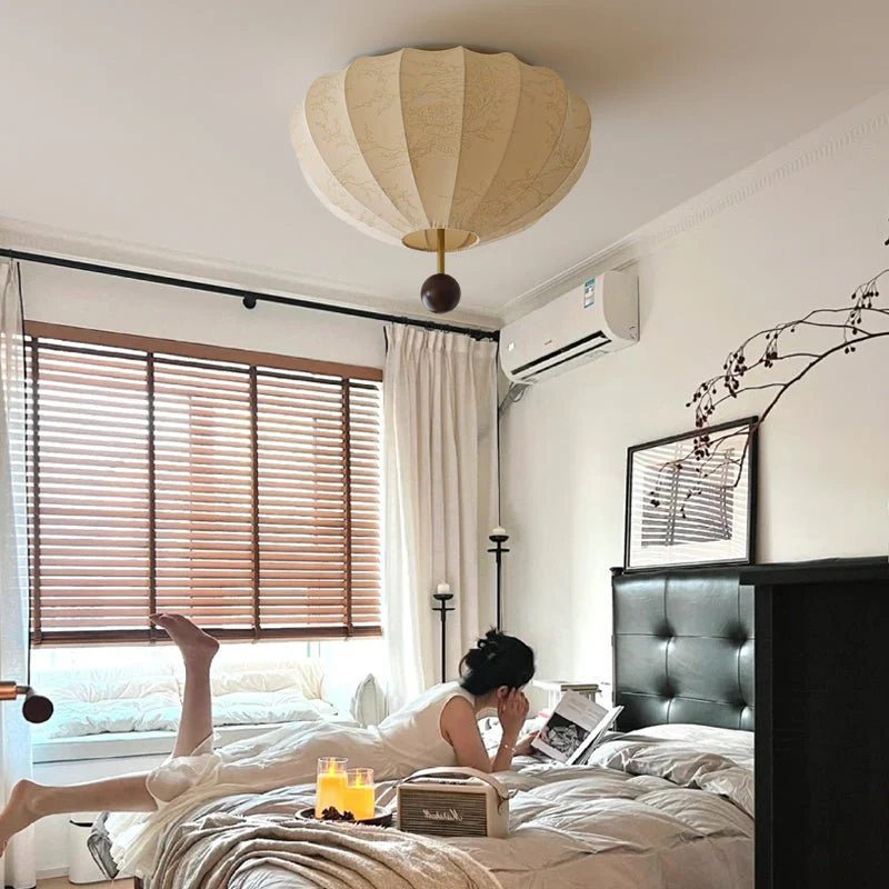 Lustra Ceiling Light Wood Fabric Lantern - Image 9