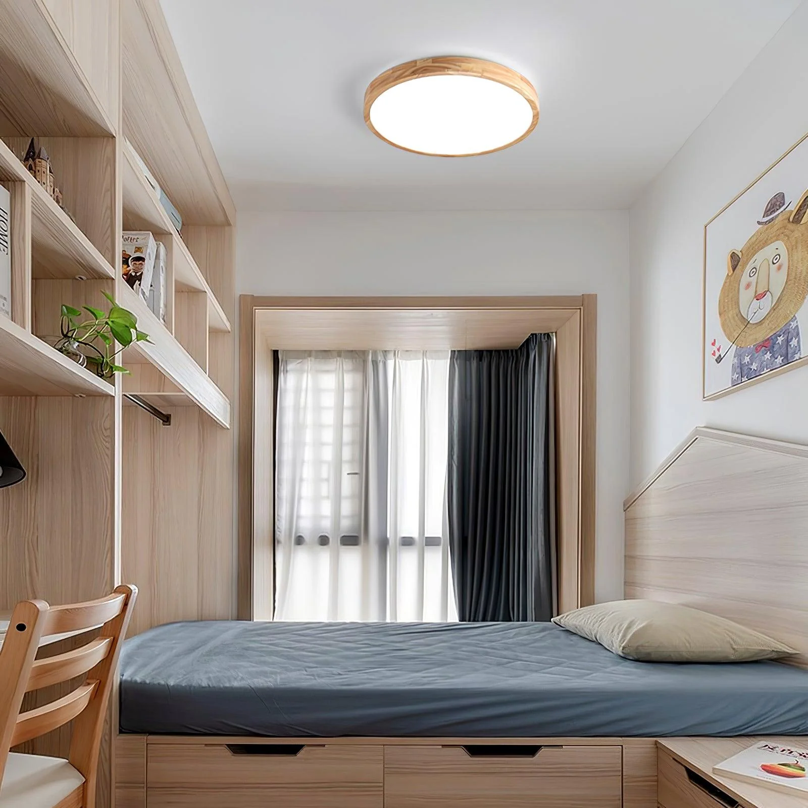 Lustra Ceiling Light Wooden Geometric LED - Image 34