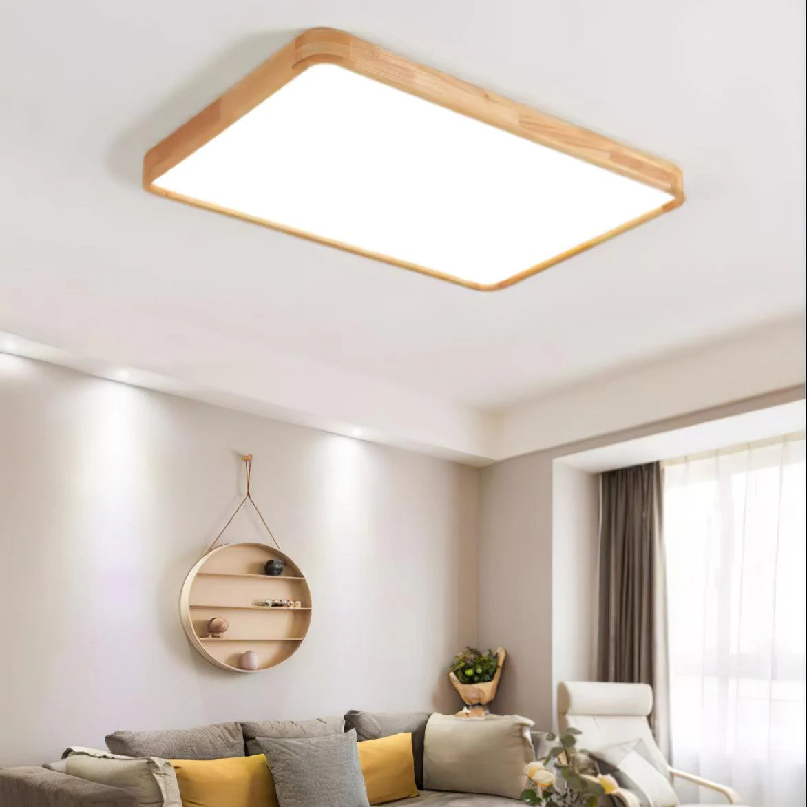 Lustra Ceiling Light Wooden Geometric LED - Image 62