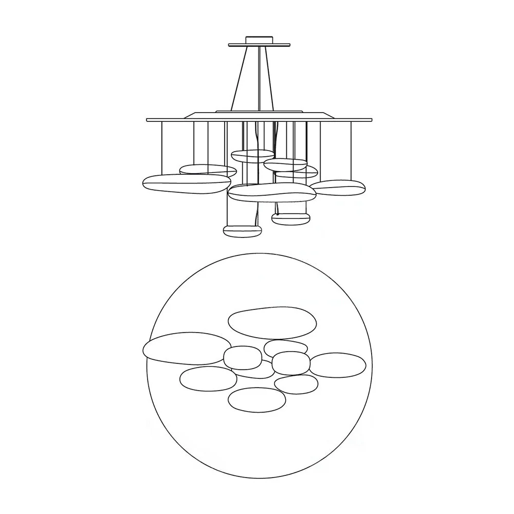 Lustra Chandelier Aluminum Sculptural - Image 53