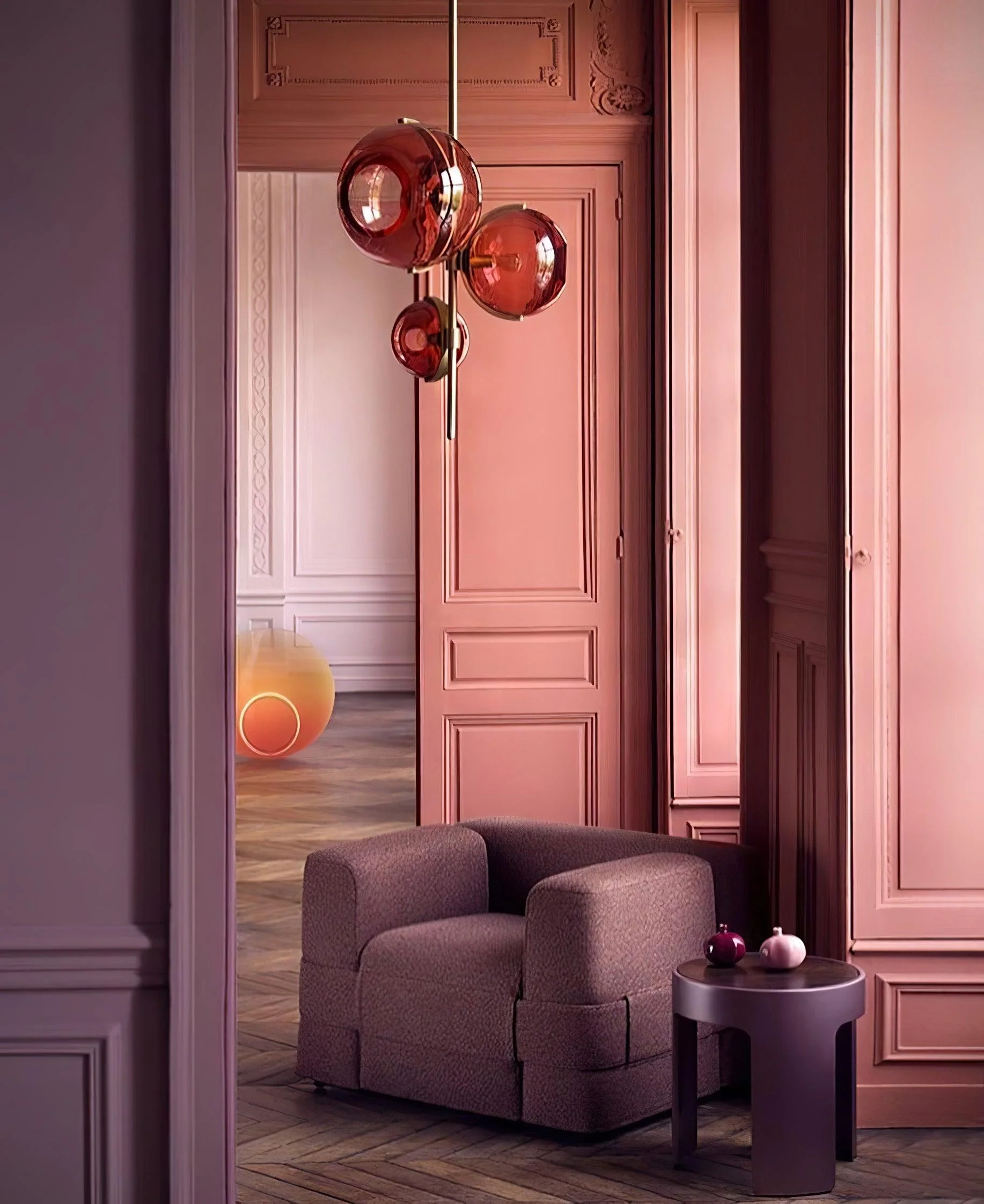 Lustra Chandelier Amber Glass Ball - Image 20