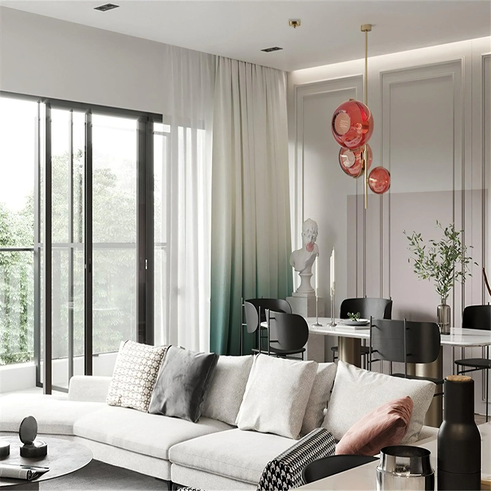 Lustra Chandelier Amber Glass Ball - Image 8
