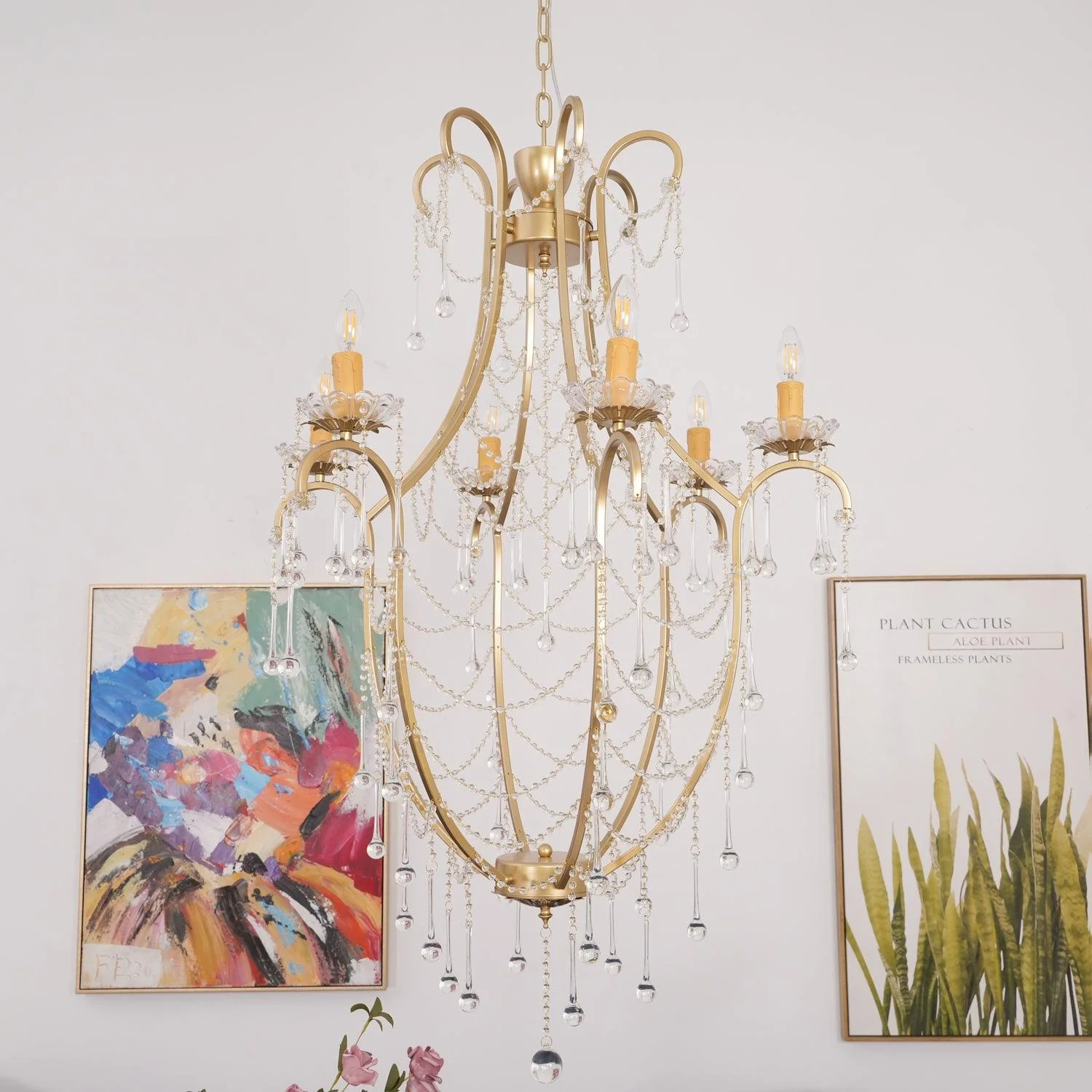Lustra Chandelier Birdcage Glass Drops - Image 2