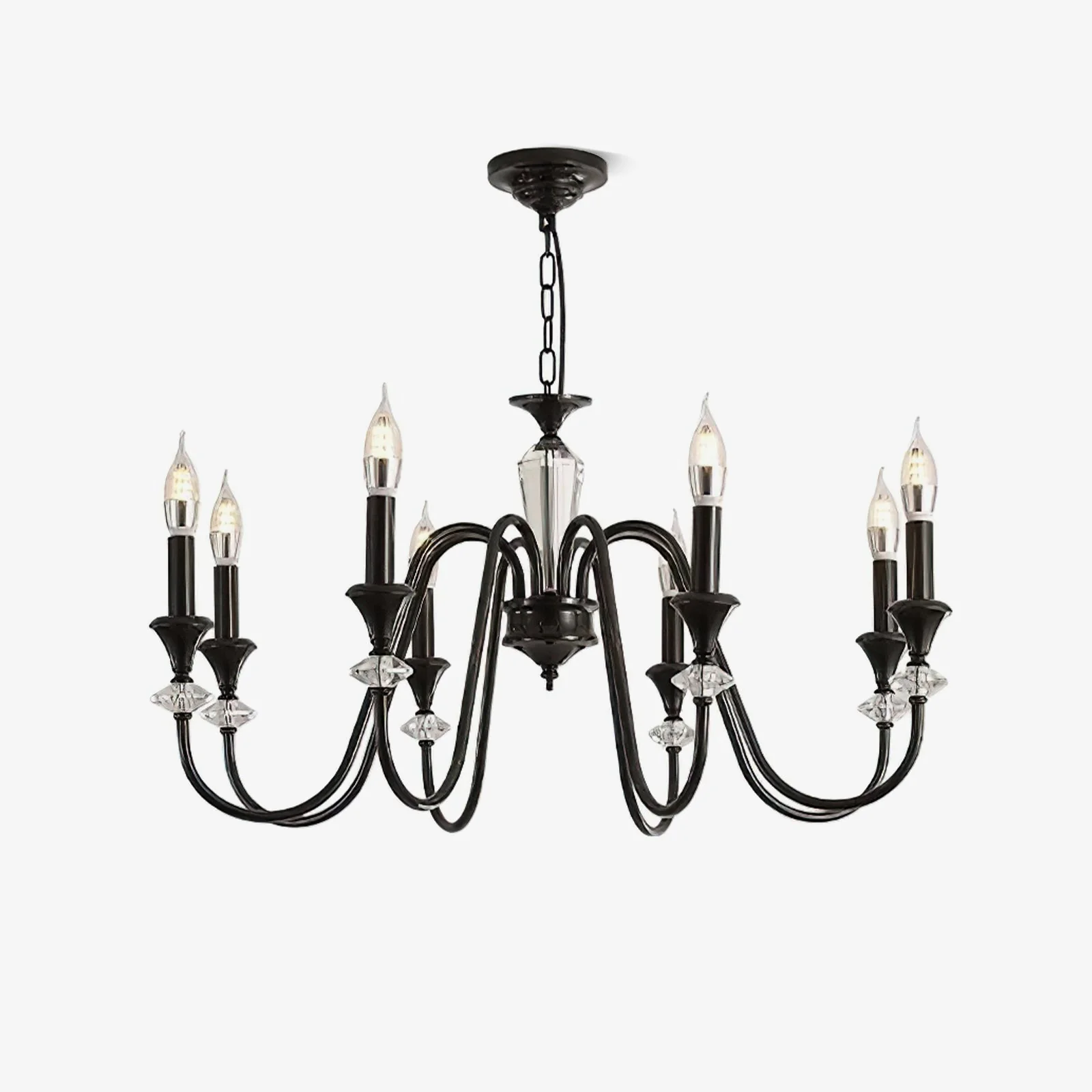 Lustra Chandelier Black & Crystal Candelabra