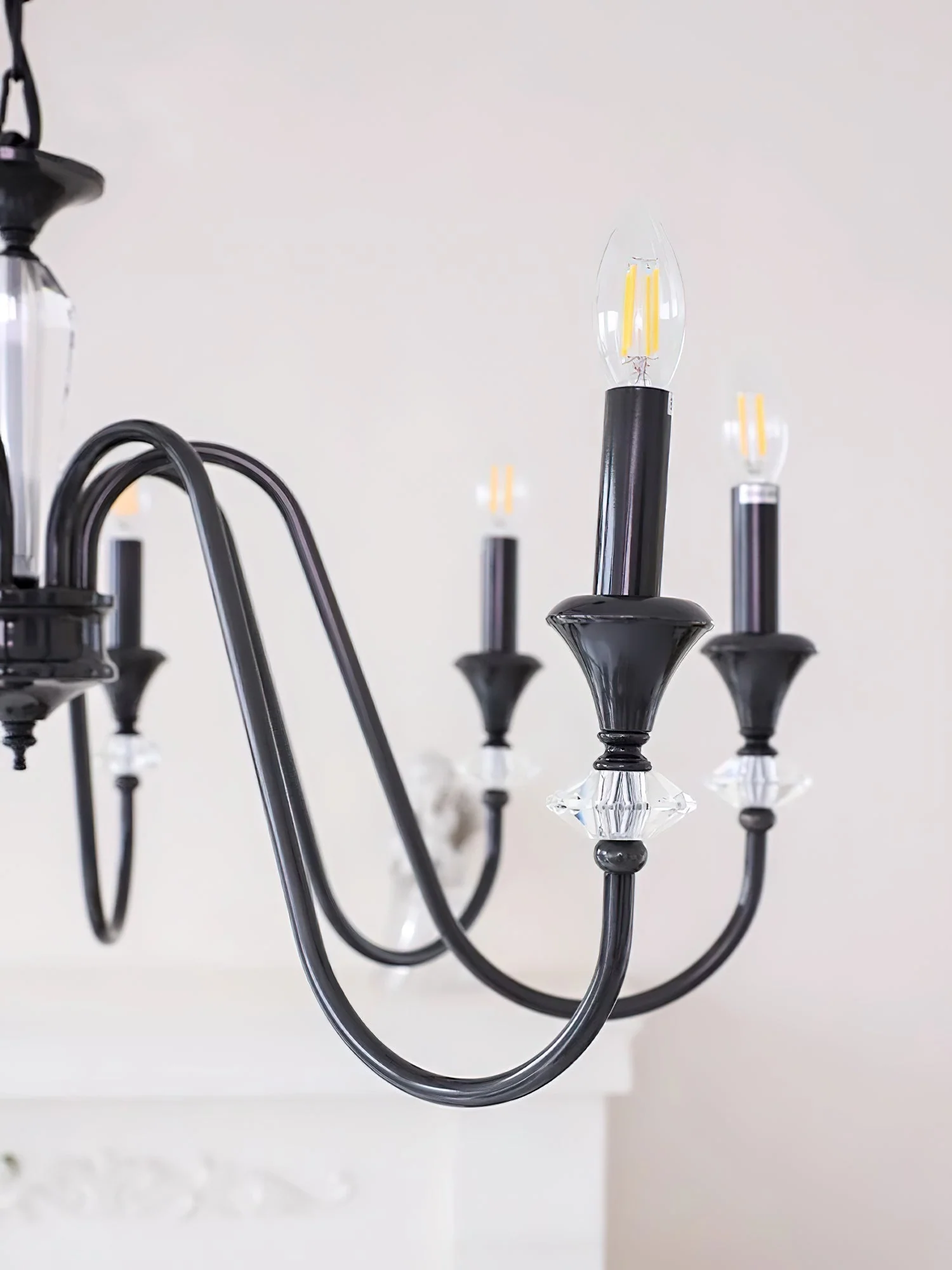 Lustra Chandelier Black & Crystal Candelabra - Image 10
