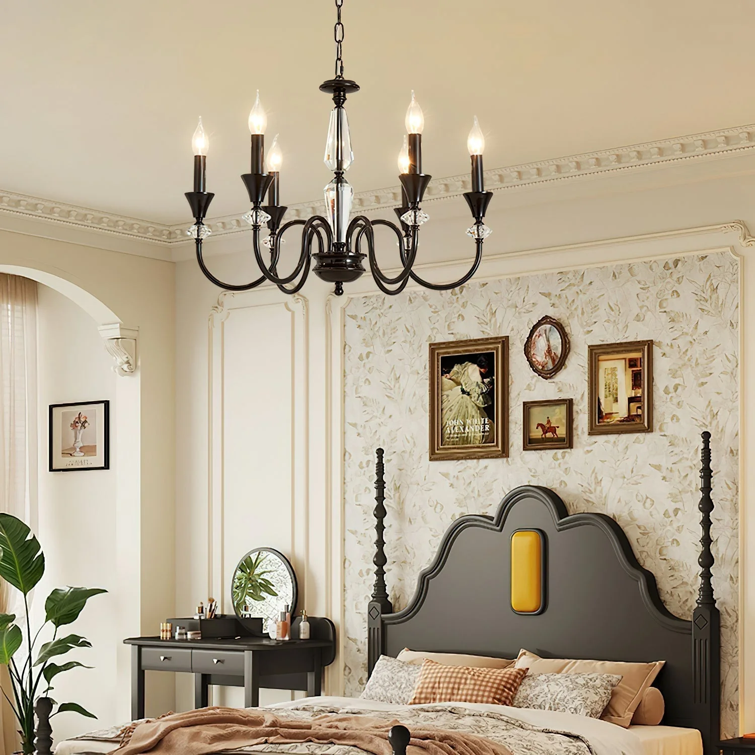 Lustra Chandelier Black & Crystal Candelabra - Image 11