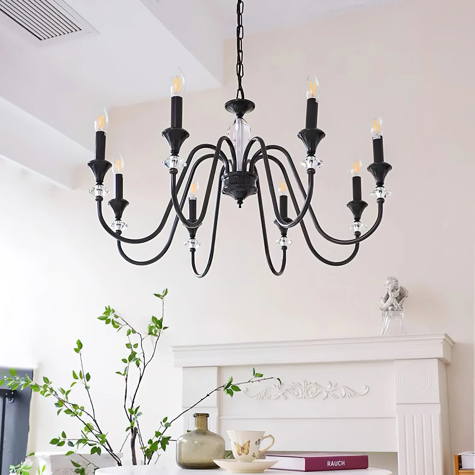 Lustra Chandelier Black & Crystal Candelabra - Image 13