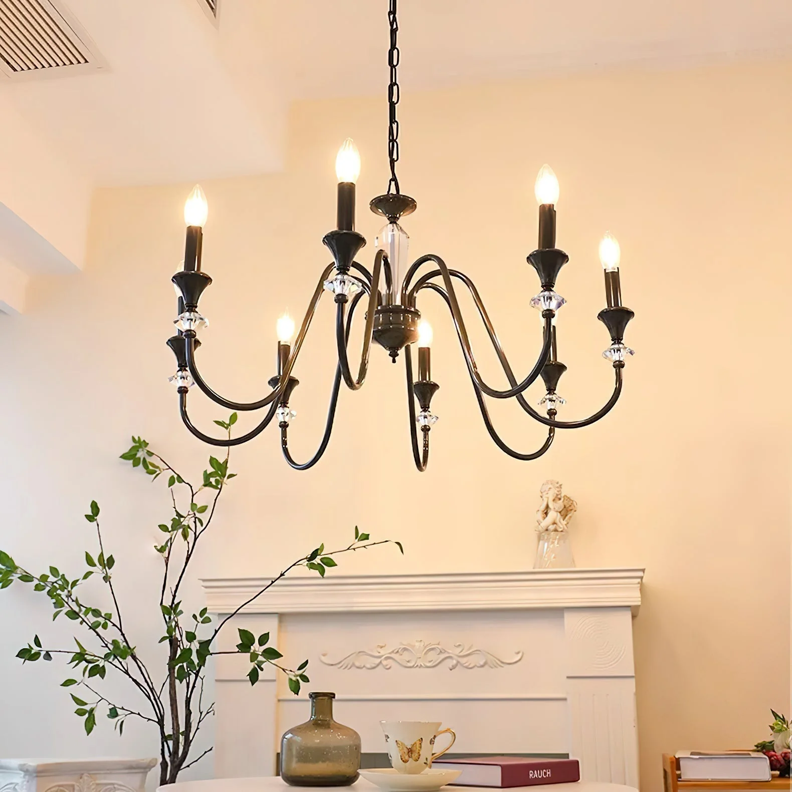Lustra Chandelier Black & Crystal Candelabra - Image 14