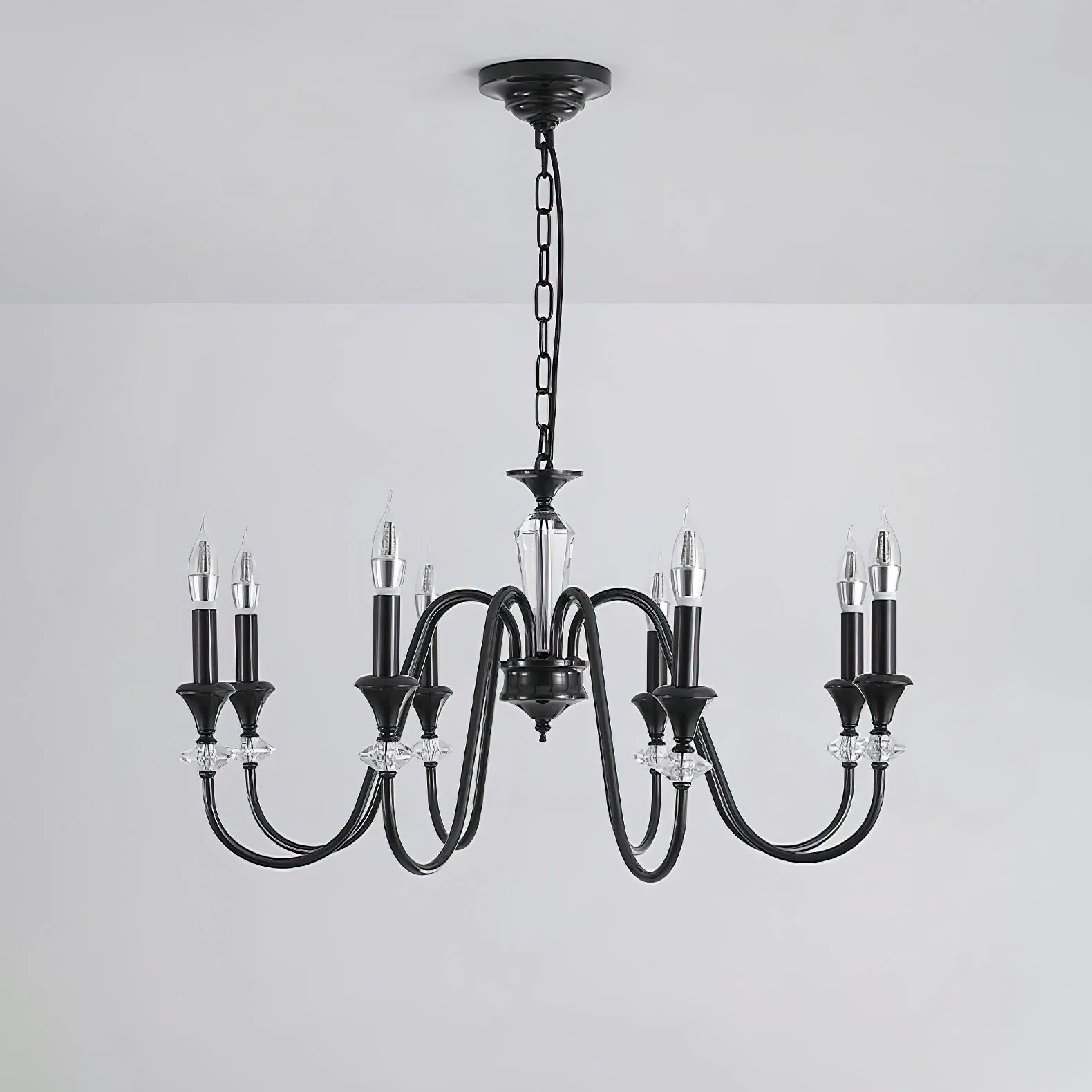 Lustra Chandelier Black & Crystal Candelabra - Image 15