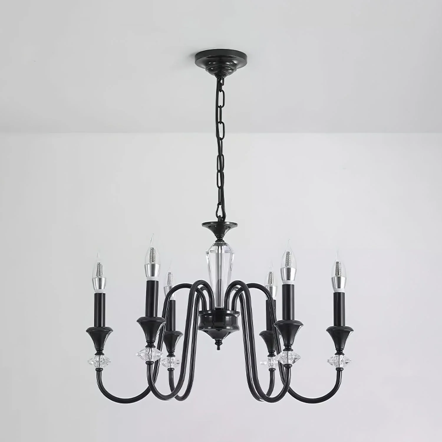 Lustra Chandelier Black & Crystal Candelabra - Image 2