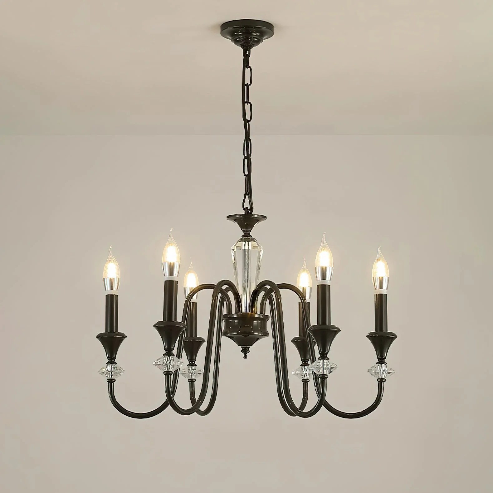 Lustra Chandelier Black & Crystal Candelabra - Image 20