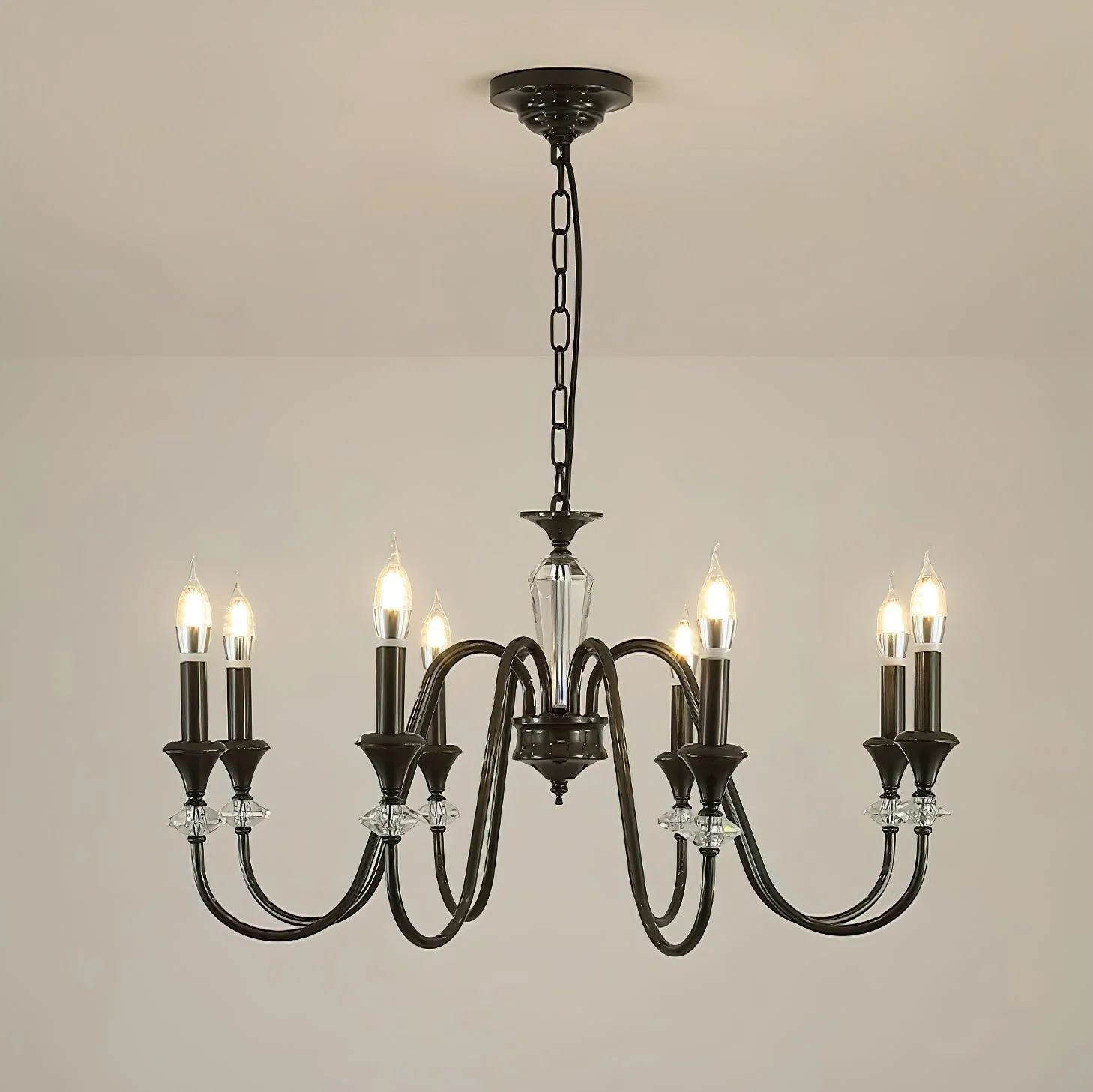Lustra Chandelier Black & Crystal Candelabra - Image 21