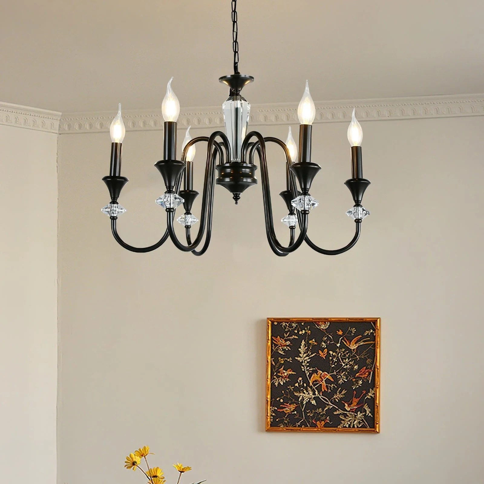 Lustra Chandelier Black & Crystal Candelabra - Image 22