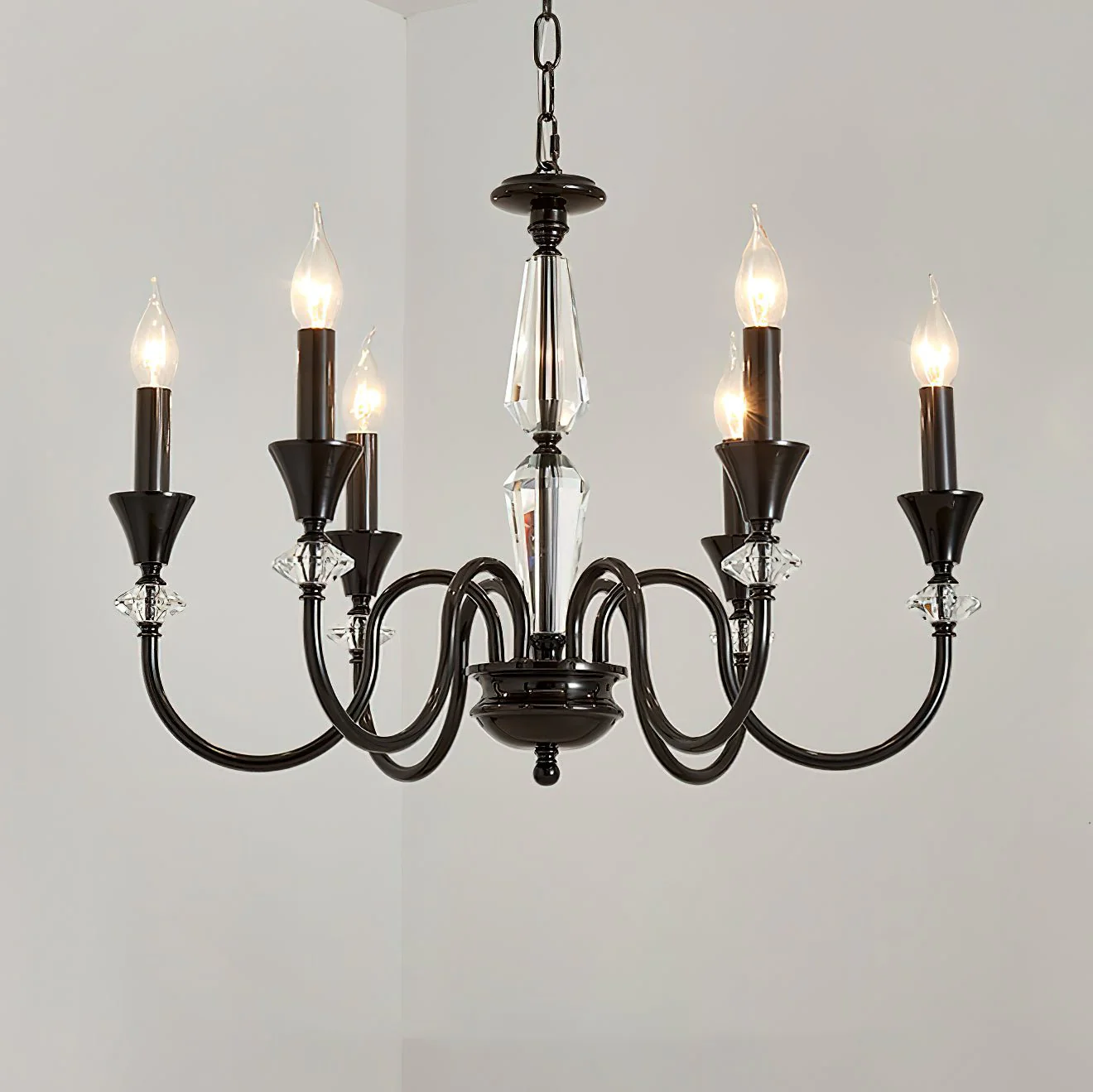 Lustra Chandelier Black & Crystal Candelabra - Image 28
