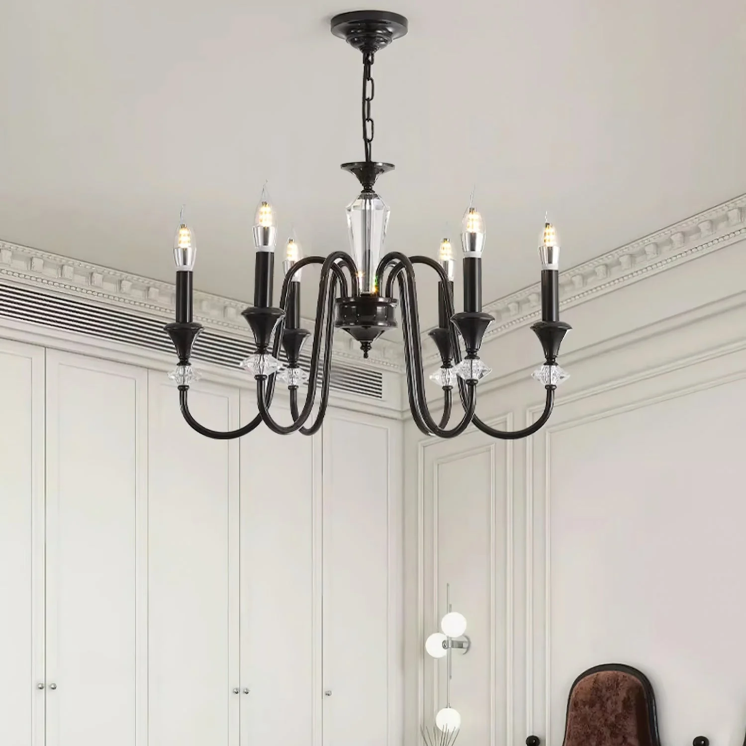 Lustra Chandelier Black & Crystal Candelabra - Image 29